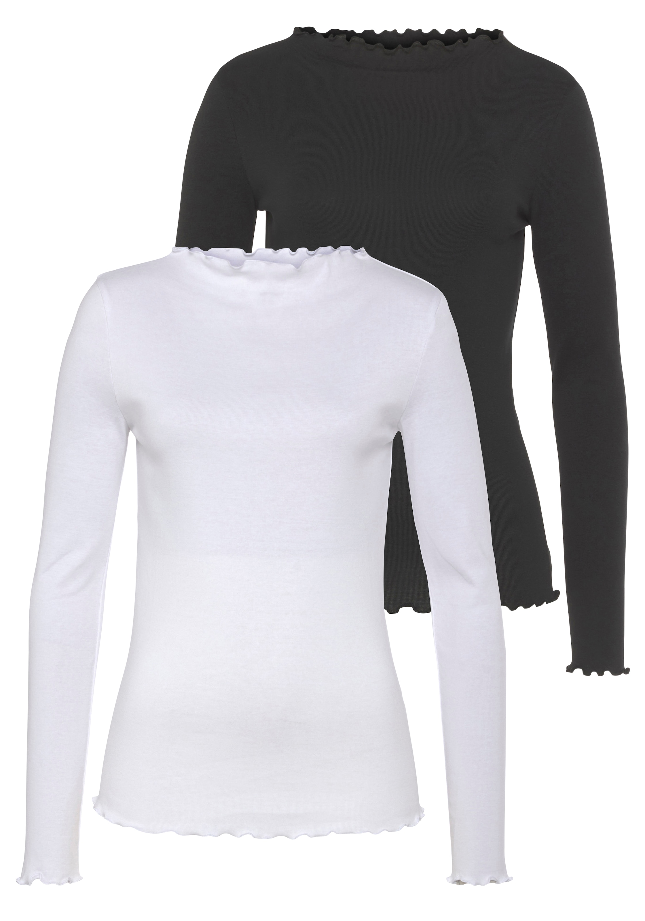 Image of Flashlights Langarmshirt 2er- Pack, sehr figurbetonte Passform, gekräuselter Ausschnitt