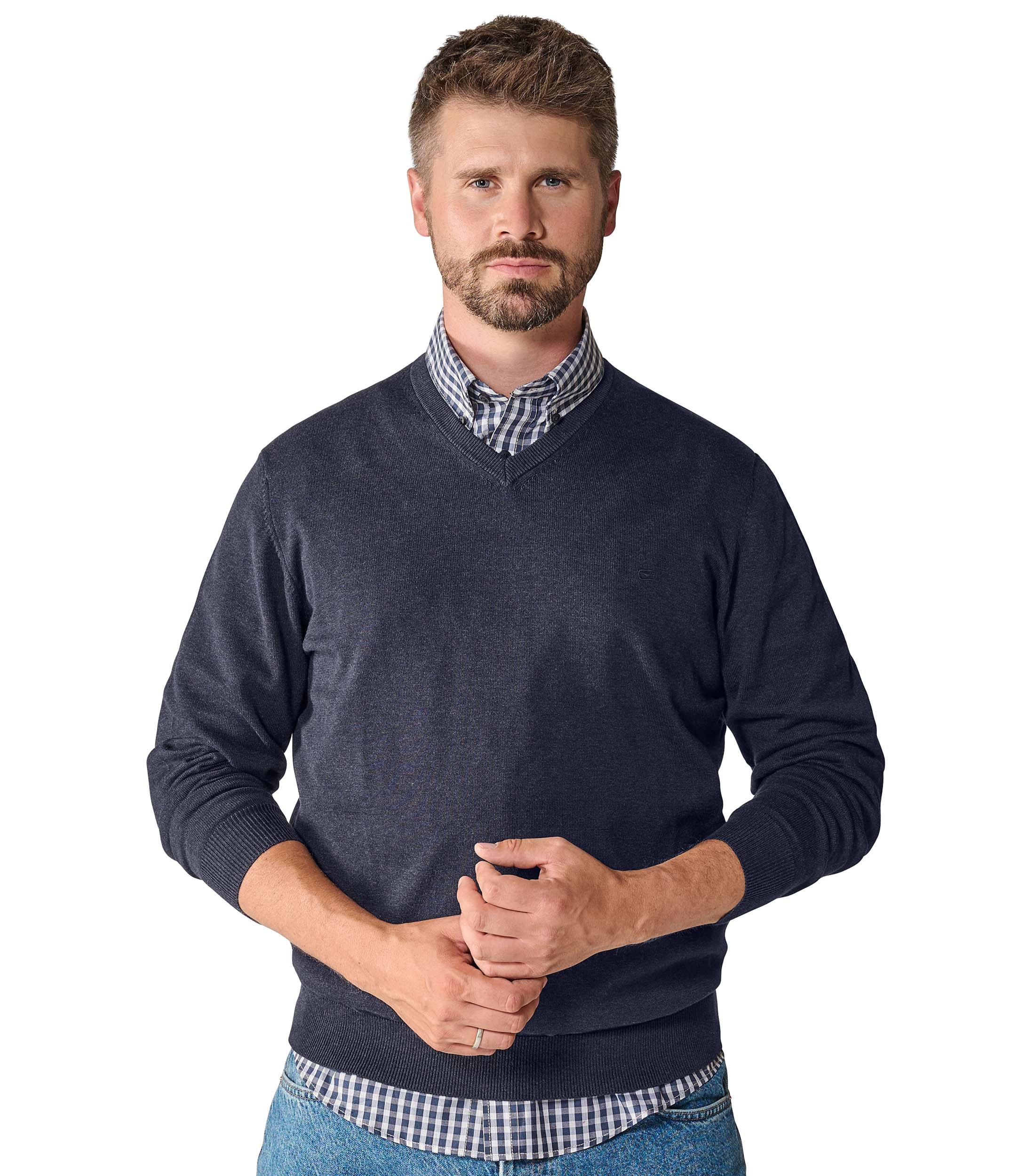 Image of CASAMODA Strickpullover "Pullover" Baumwolle / V-Ausschnitt / Unifarben