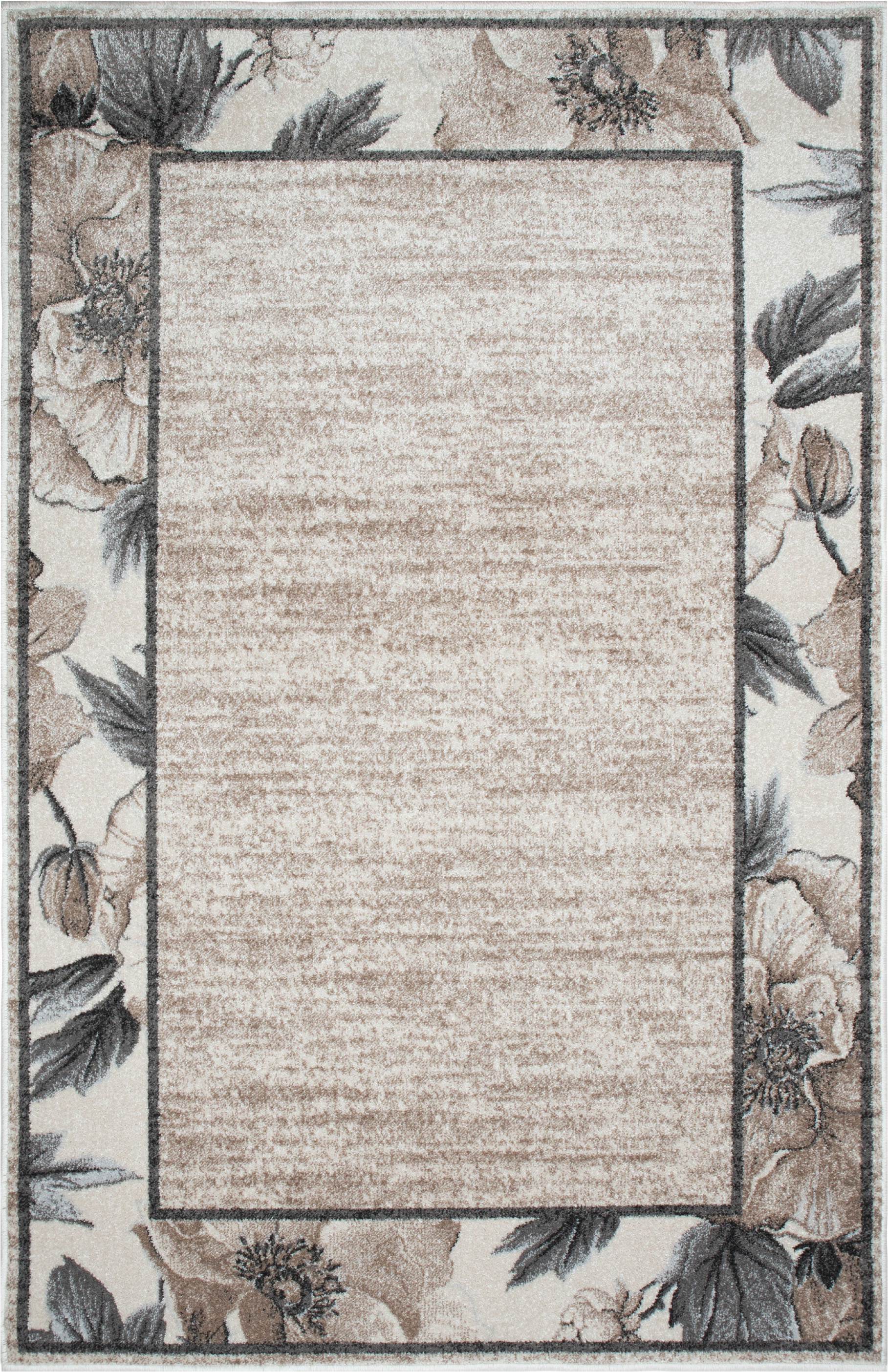 GOODproduct Teppich »Florent mit Rahmen, Blumen Design« rechteckig 9 mm Höhe Floral, detailreiche Blüten, meliert, elegant, Wohnzimmer