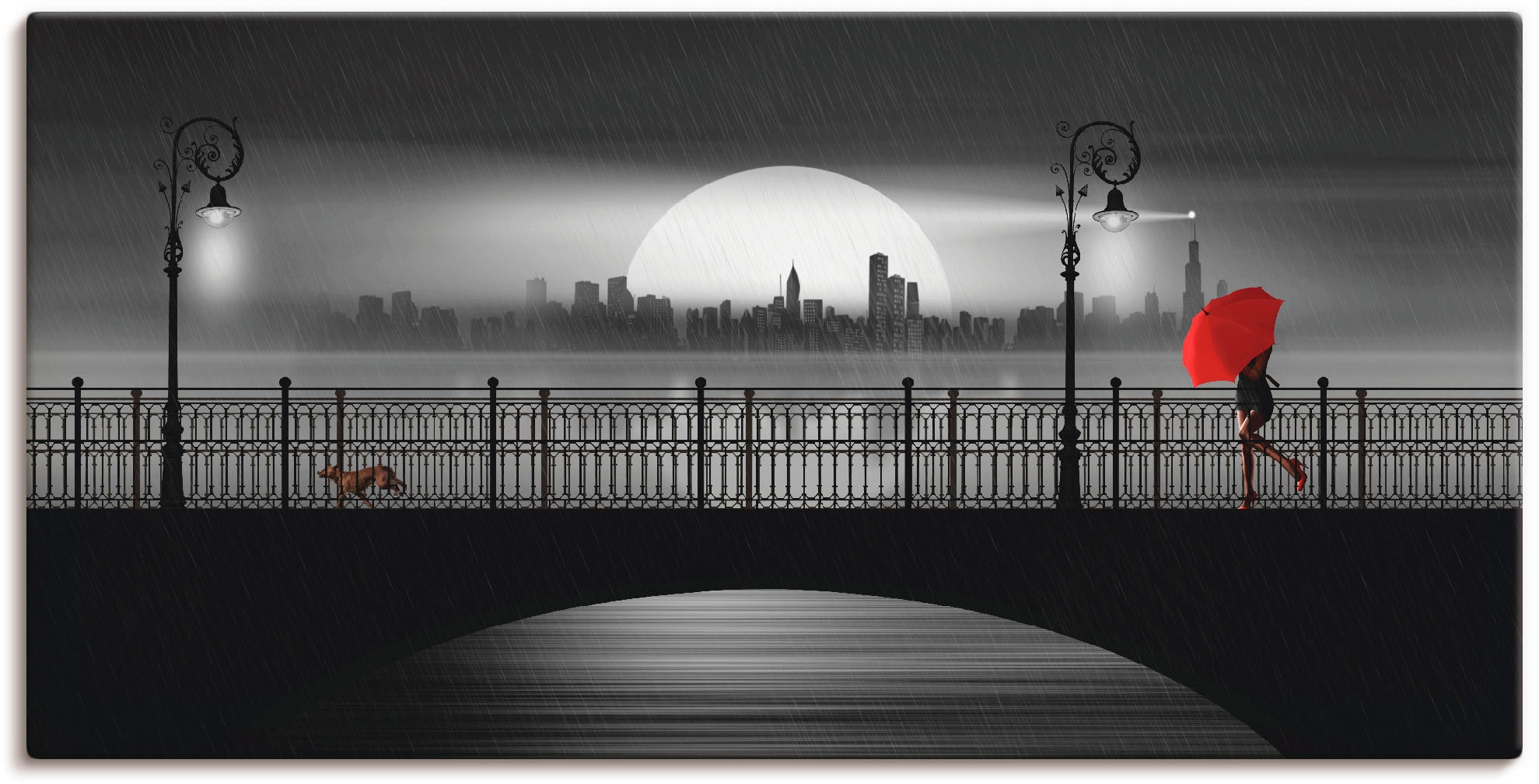 Image of Artland Wandbild "Die Brücke im Regen" Brücken 1 Stk. tlg. als Leinwandbild, Poster in verschied. Grössen