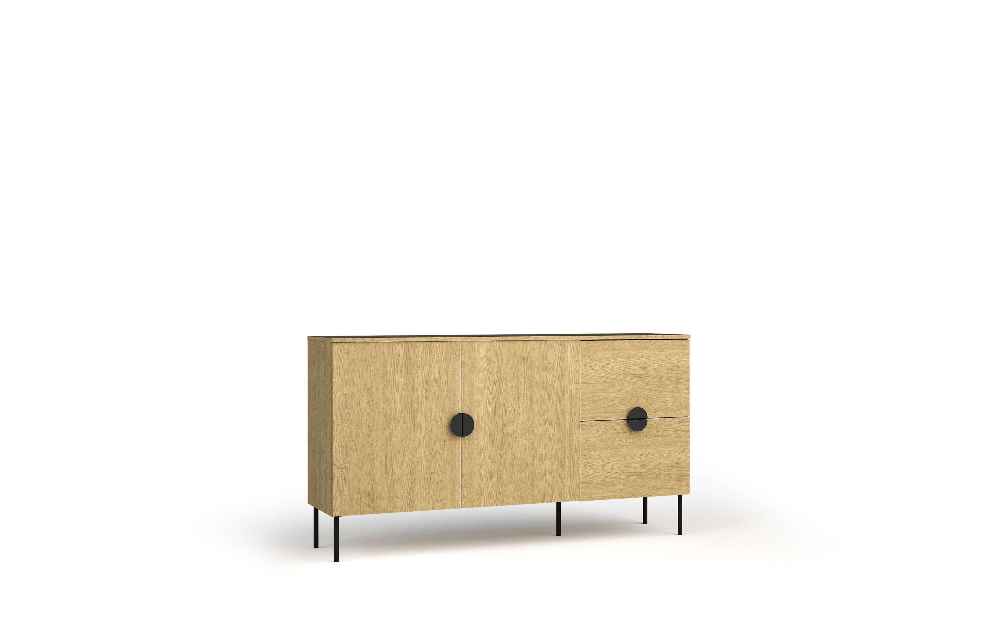 Home affaire Commode »BELLOT Sideboard mit 2 Schubladen und 2 Türen, B/T/H: 213/40/87,6 cm« Schubkastenkommode mit Metallgriffen und viel Stauraum