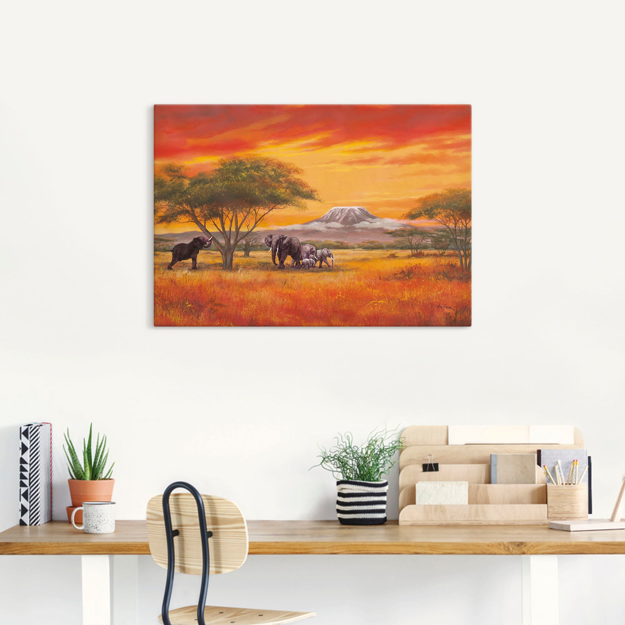 Artland Leinwandbild »Elefanten« Elefanten Bilder 1 Stk. tlg. auf Holzrahmen gespannt