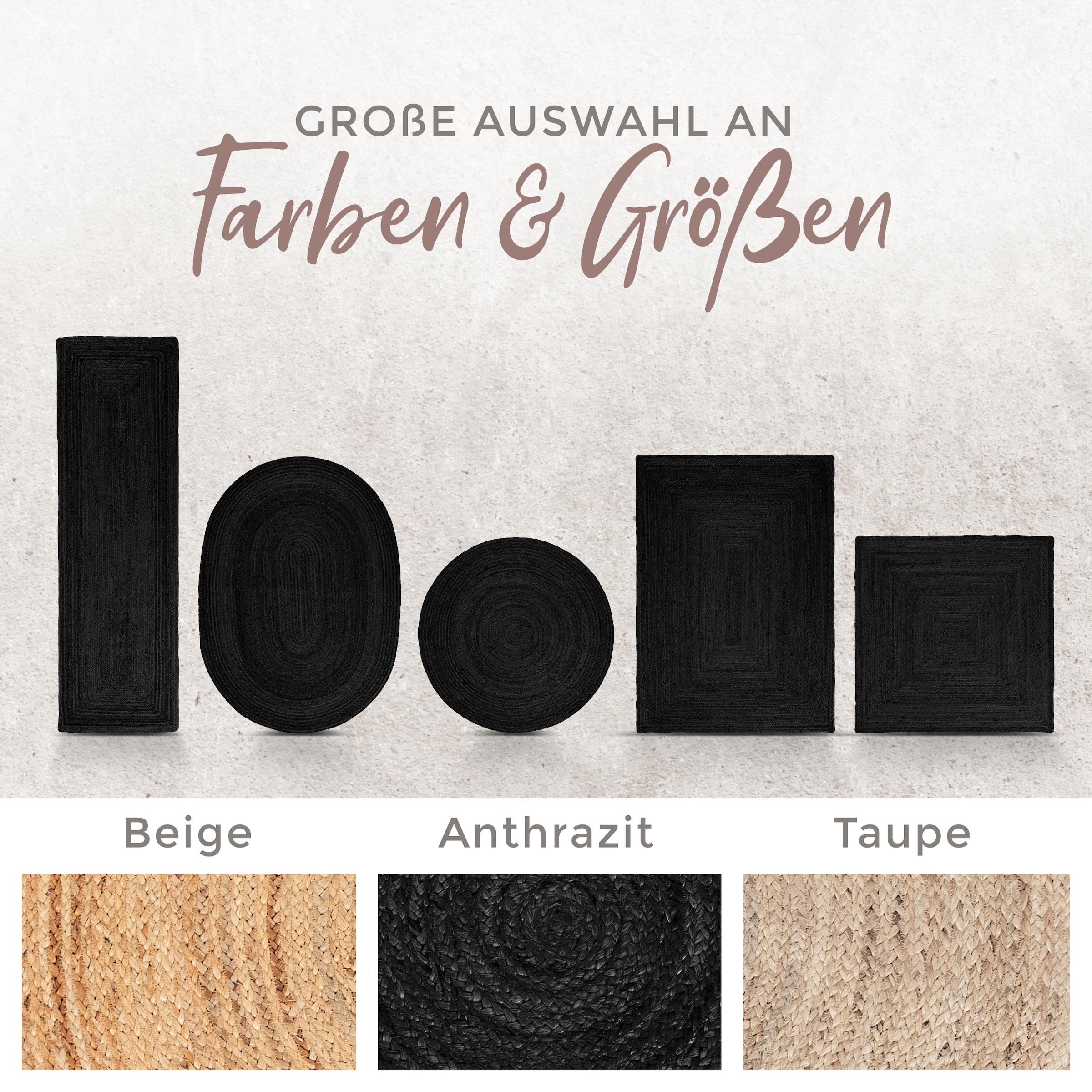 carpetfine Teppich »Nele Juteteppich Naturfaser«, rund, 6 mm Höhe, geflochtener Wendeteppich aus 100%Jute, in rund und oval, viele Grössen