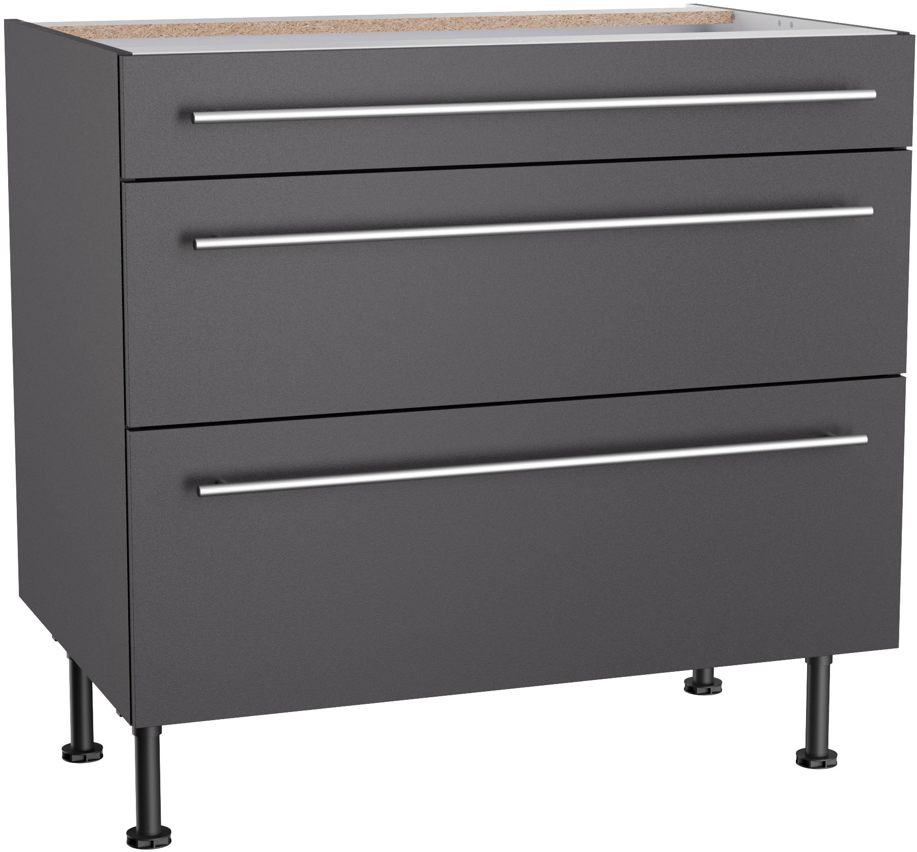 Image of KOCHSTATION Unterschrank "KS-Bern2" Breite 90 cm, 1 Schubkasten, 2 Auszüge