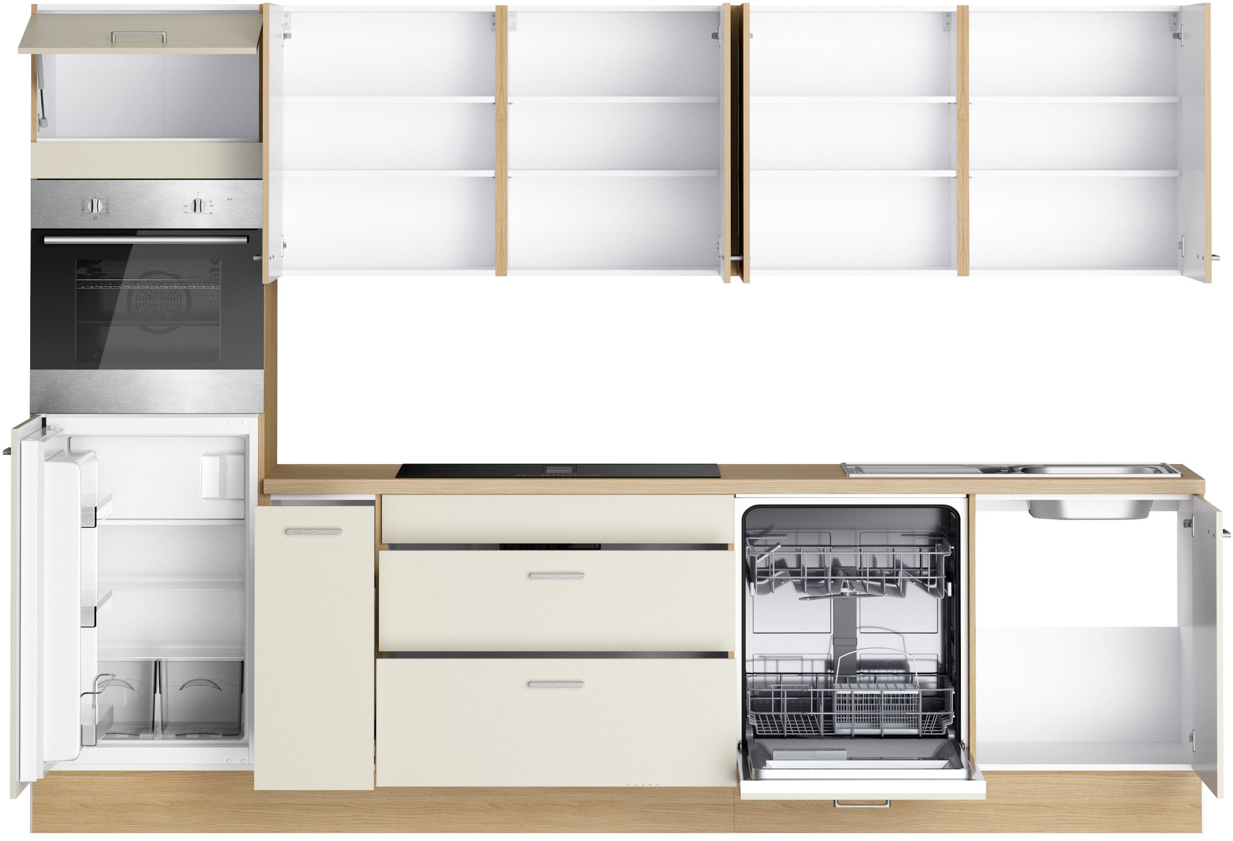 KOCHSTATION Küchenzeile »KS-Lucy« Breite 300 cm, Soft-Close, inkl. Zubehör, wahlweise mit E-Geräten