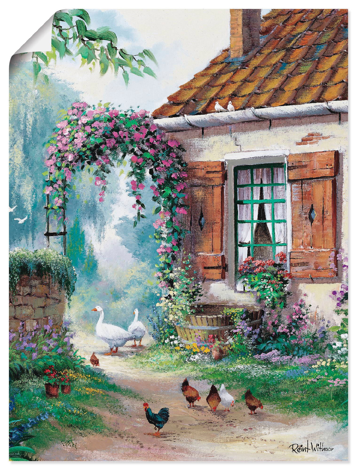Image of Artland Wandbild »Der Bauernhof«, Garten, (1 St.), in vielen Grössen & Produktarten -Leinwandbild, Poster, Wandaufkleber / Wandtattoo auch für Badezimmer geeignet bei Ackermann Versand Schweiz