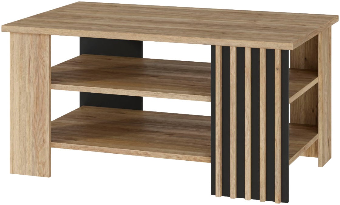 Image of FORTE Couchtisch "Forte Arank Coffee Table 100x50, 2 Ablageböden" B/H/T 100/50/60 cm, Lamellenoptik