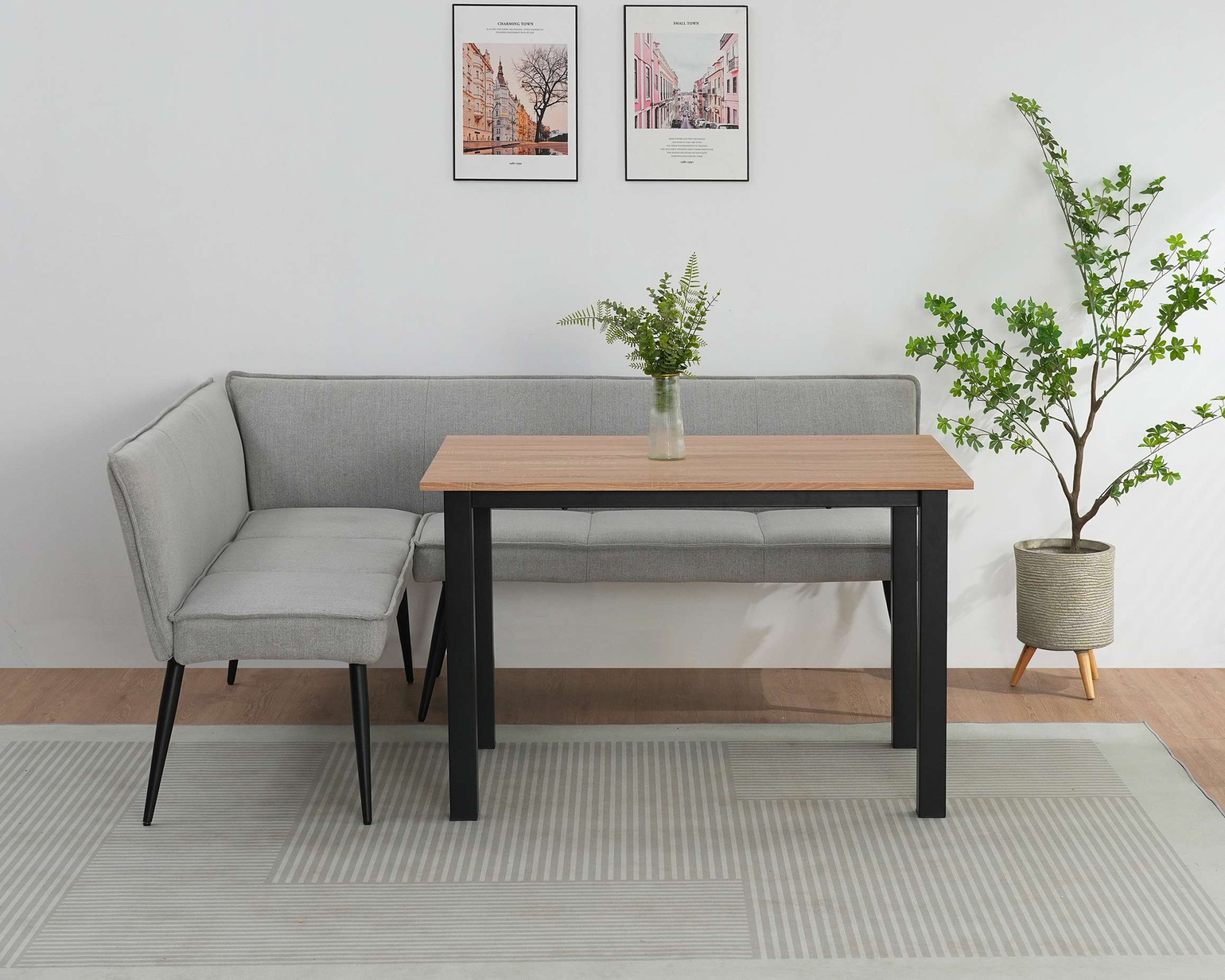 GOODproduct Essbank »Ianna« schwarze Metallbeine, pflegeleichtem Webstoff Bezug, Breite 193 cm