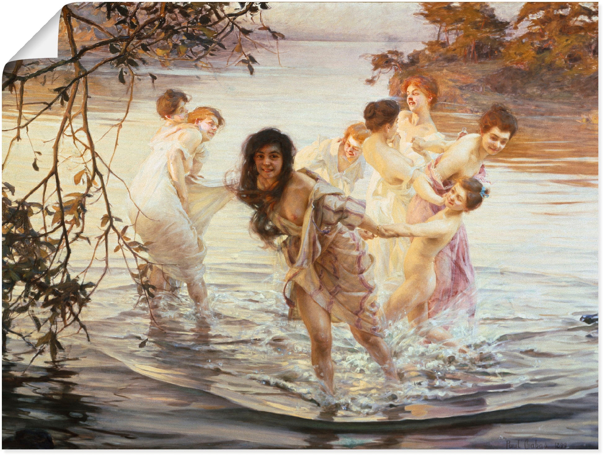 Image of Artland Wandbild "Glückliches Spiel im Wasser. 1899" Gruppen & Familien 1 Stk. tlg. als Leinwandbild, Poster in verschied. Grössen