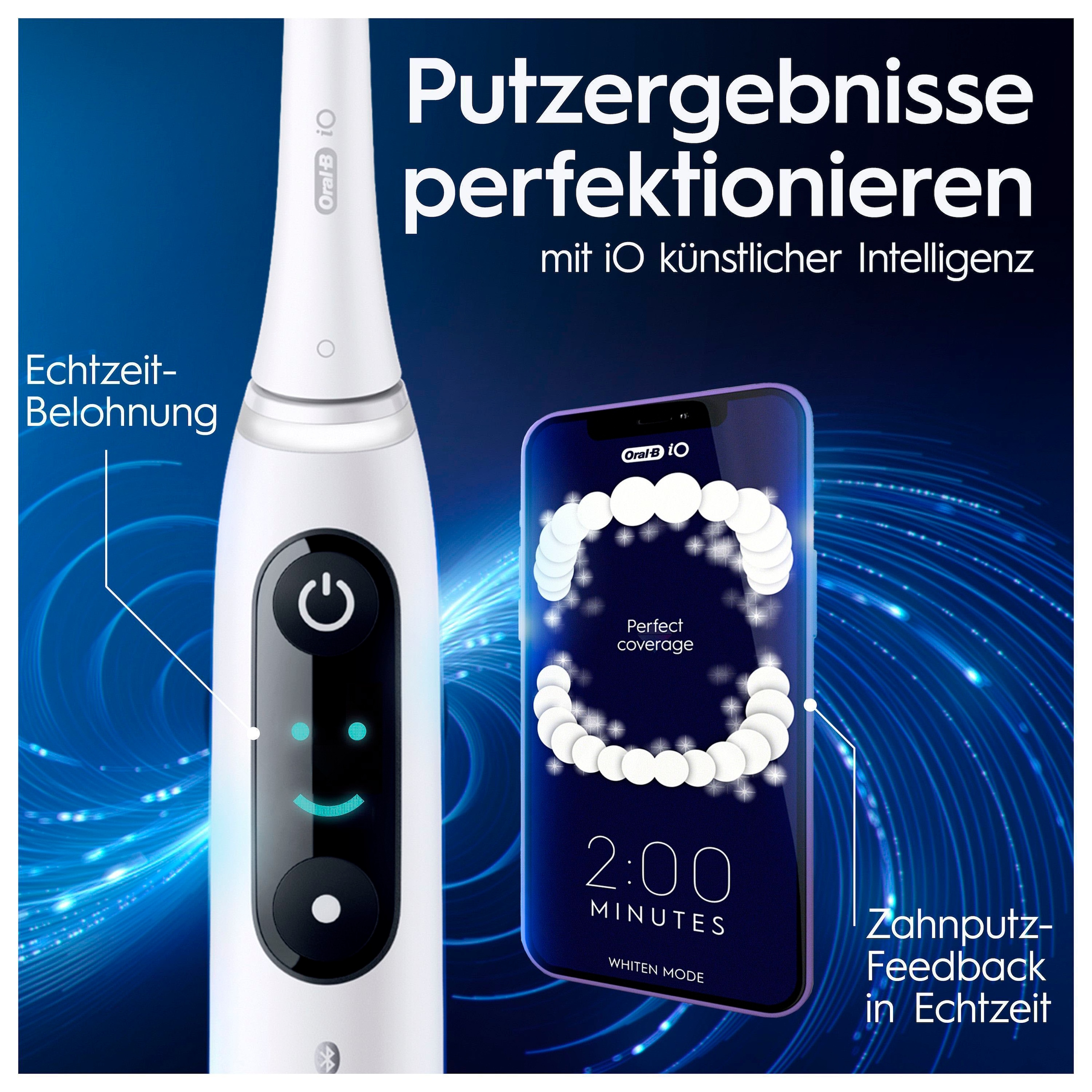 Oral-B Brosse à dents électrique »iO 8« 2 cuis Aufsteckbürsten avec technologie magnétique, 6 modes de nettoyage, écran couleur & étui de voyage