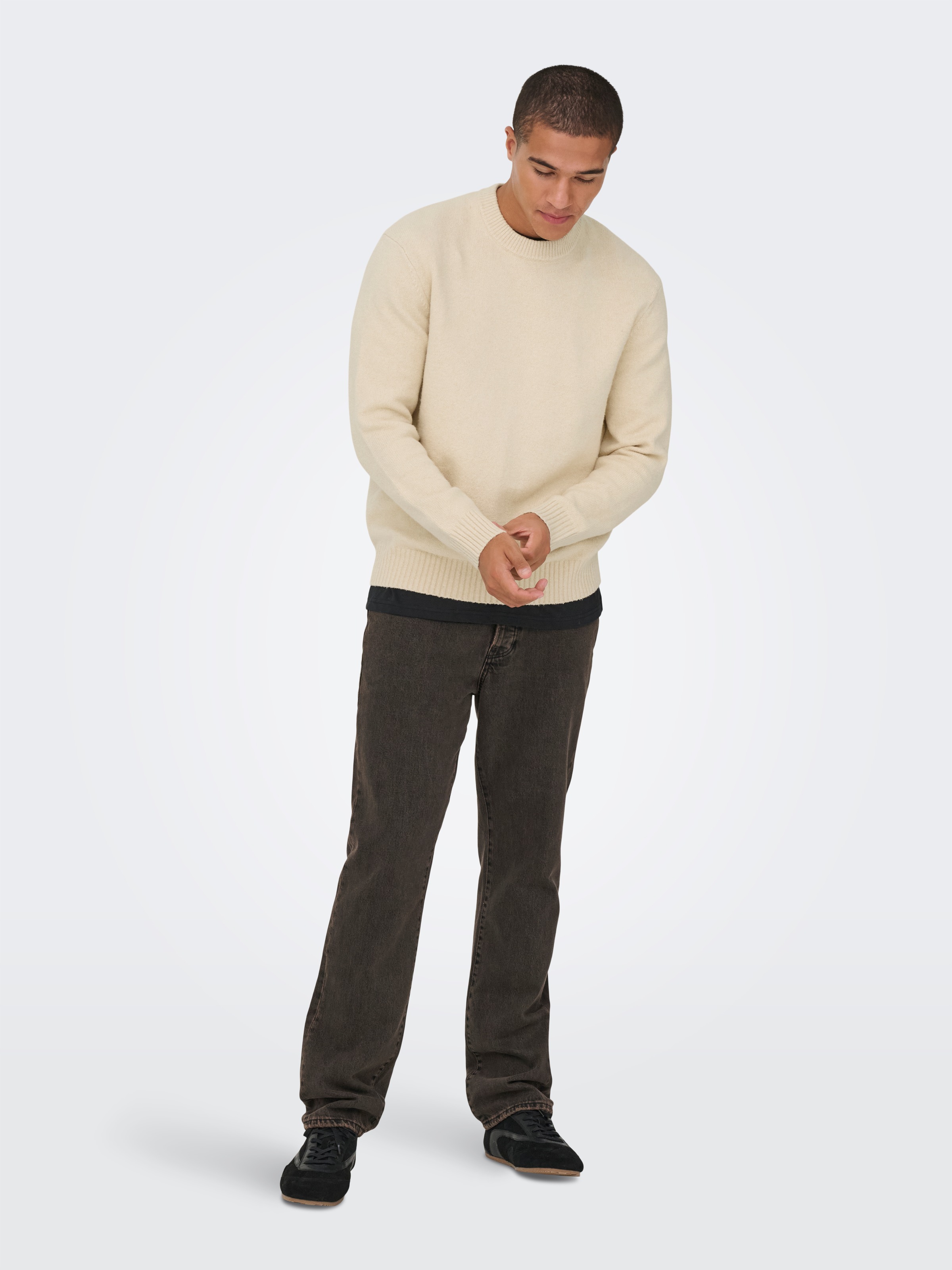 ONLY & SONS Pull à col rond »ONSJAMES RLX CREW KNIT« Baumwollmischung, relaxed fit