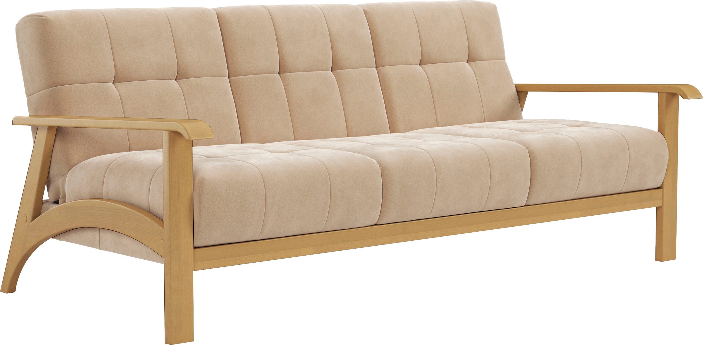 sit&more 3-Sitzer »Billund«, Armlehnen aus eichefarbigem Buchenholz, verschiedene Bezüge und Farben