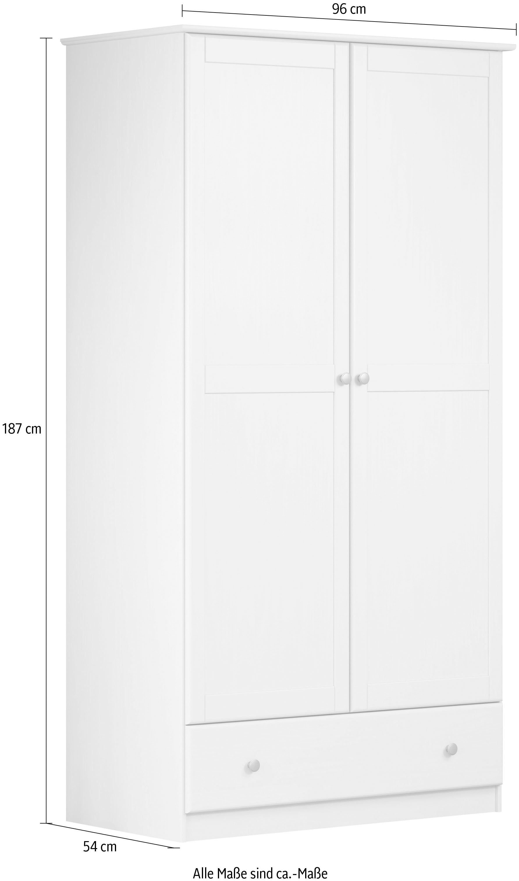 Home affaire Kleiderschrank »Delsbo Garderobenschrank Wäscheschrank Schlafzimmer Massivholz« Bestseller Schrank in Landhaus Design, 1 Stk. tlg. Drehtürenschrank aus Kiefernholz - mit Schublade und Kleiderstange