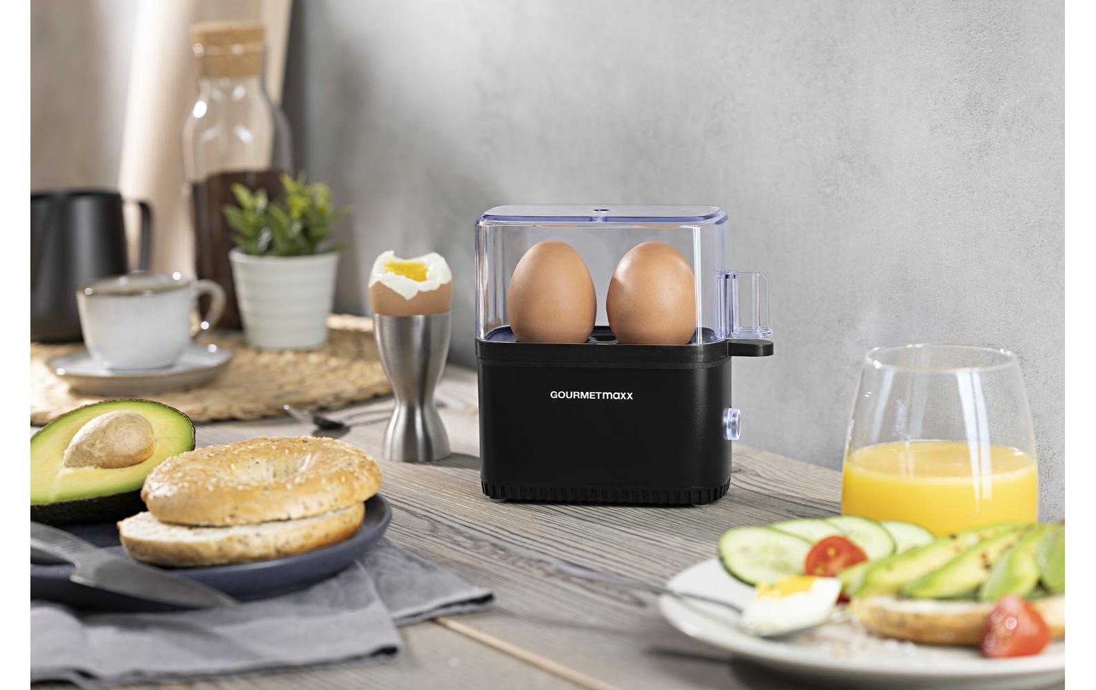 GOURMETmaxx Cuiseur d'œufs »Kompakt 2.0 250 W« für 2 cuis Eier 250 W Kompakter Design-Eierkocher für zwei Frühstückseier