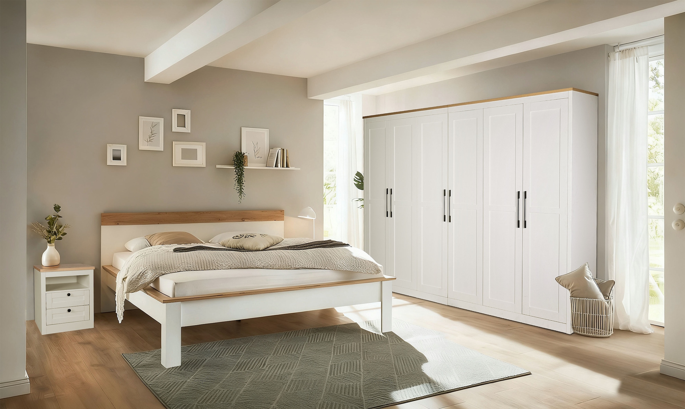 GOODproduct Kleiderschrank »Büsum Schlafzimmer Schrank mit 6 Türen« stabile robuste Bauweise mit optimaler Aufteilung  - Breite 3m,  Schlafzimmerschrank Landhaus Design Garderobe Schrank Bestseller