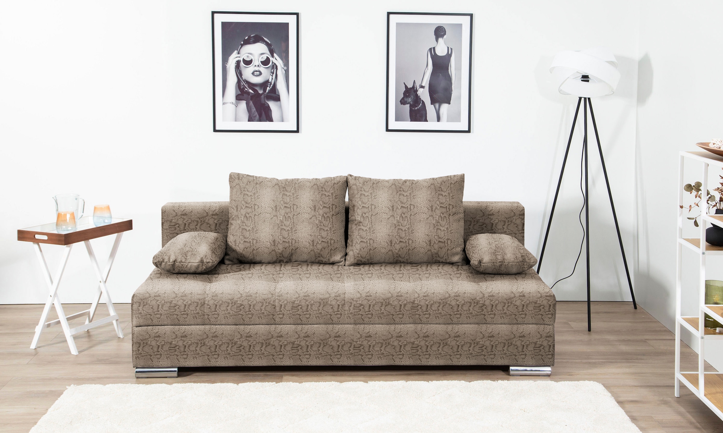 COLLECTION AB Schlafsofa »Tania, B: 194 cm, Liegefl. 140x194 cm, Federkern« Schlafcouch mit Gästebett inklusive Rückenkissen