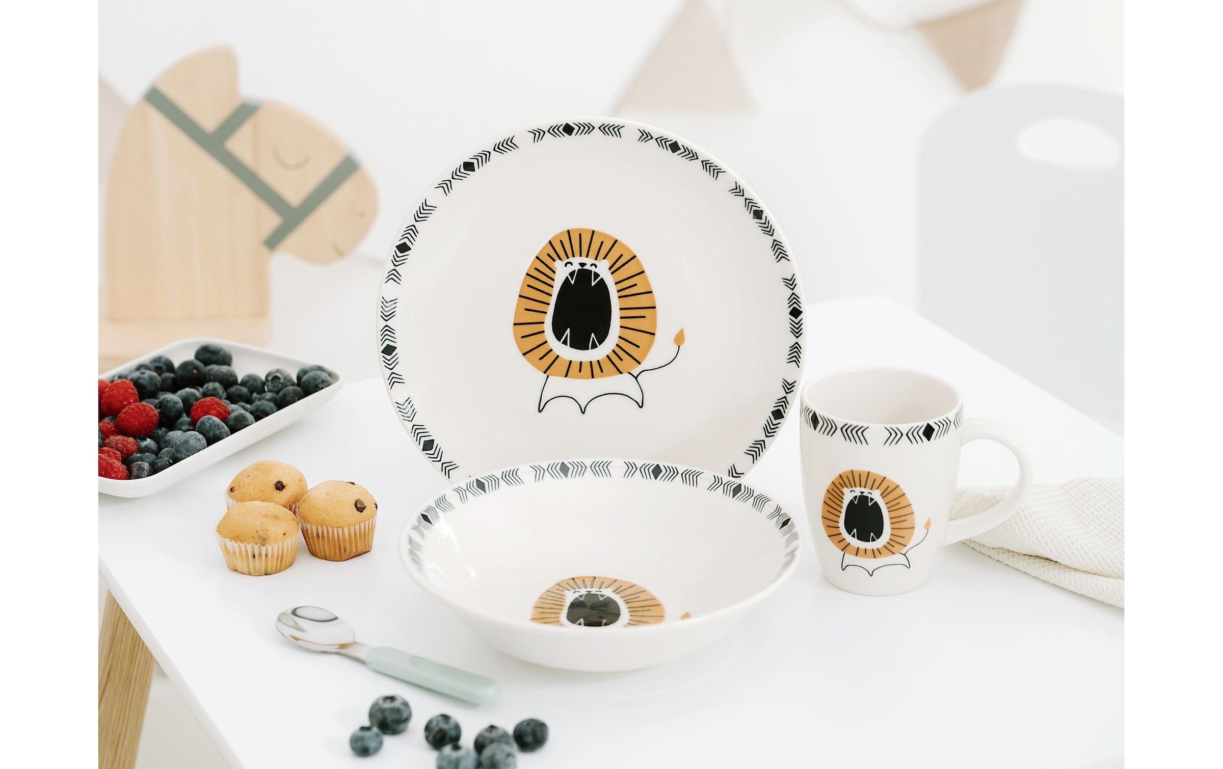 CreaTable Set de vaisselle pour enfants »Safari 3-teiliges Geschirrset«