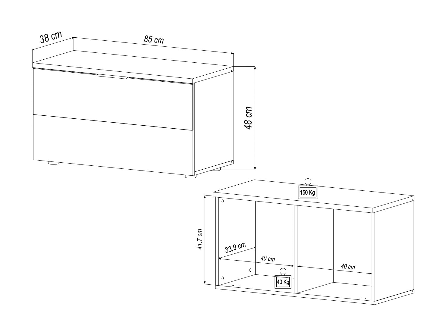 HBZ Schuhbank »Milan Garderobenbank, BxHxT 85x45x38 cm«, (1 St.), Mit 1 Klappe und 2 Fächer, belastbar bis 50 kg