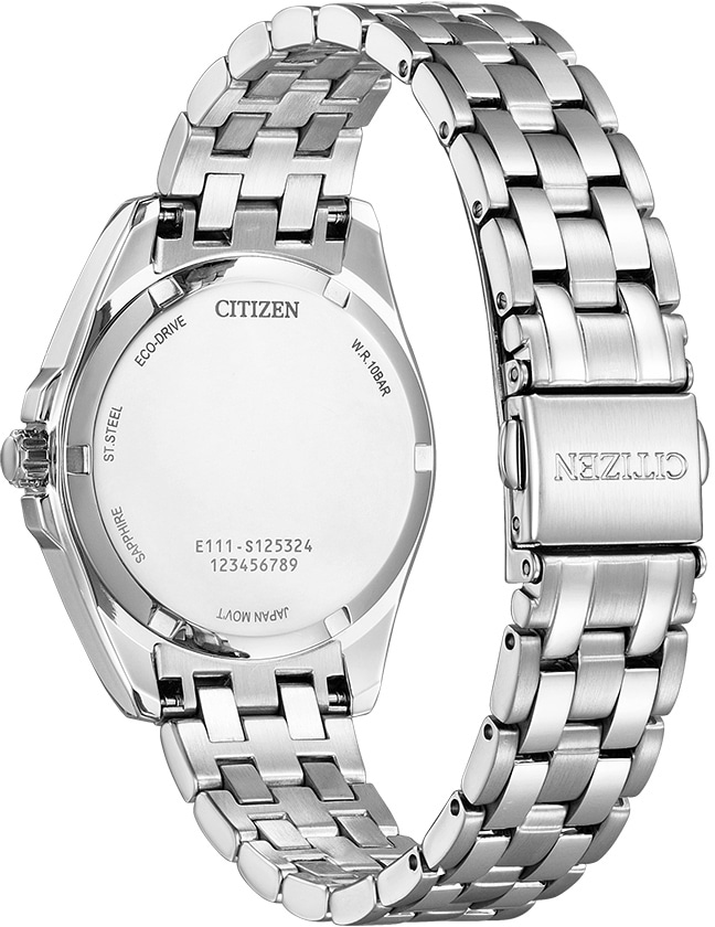Citizen Solaruhr, Armbanduhr, Damenuhr, Edelstahlarmband, bis 10 bar wasserdicht, Datum