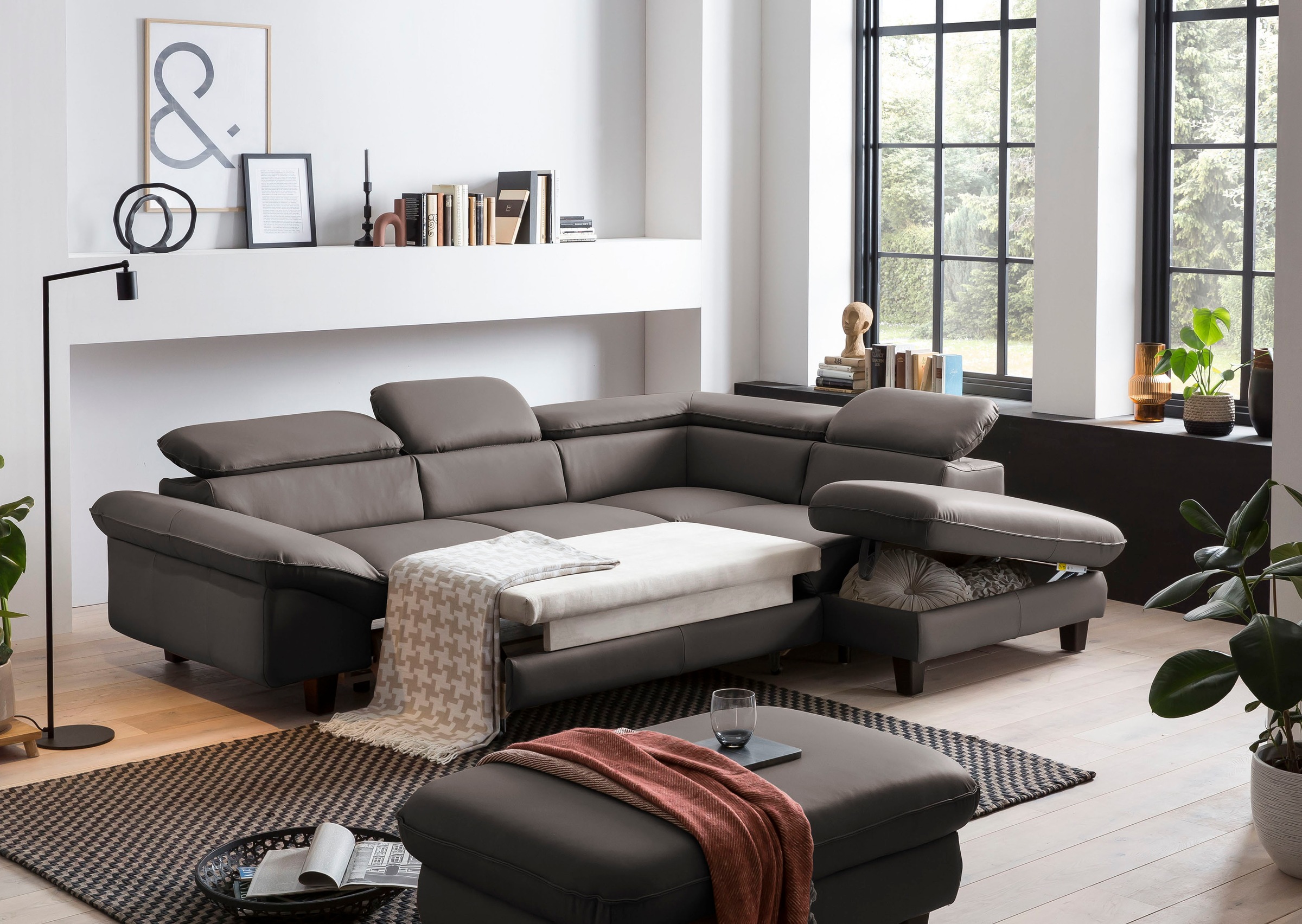 Home affaire Ecksofa »Pilot L-Form«, mit Kopfteilverstellung, wahlweise mit Bettfunktion & Bettkasten