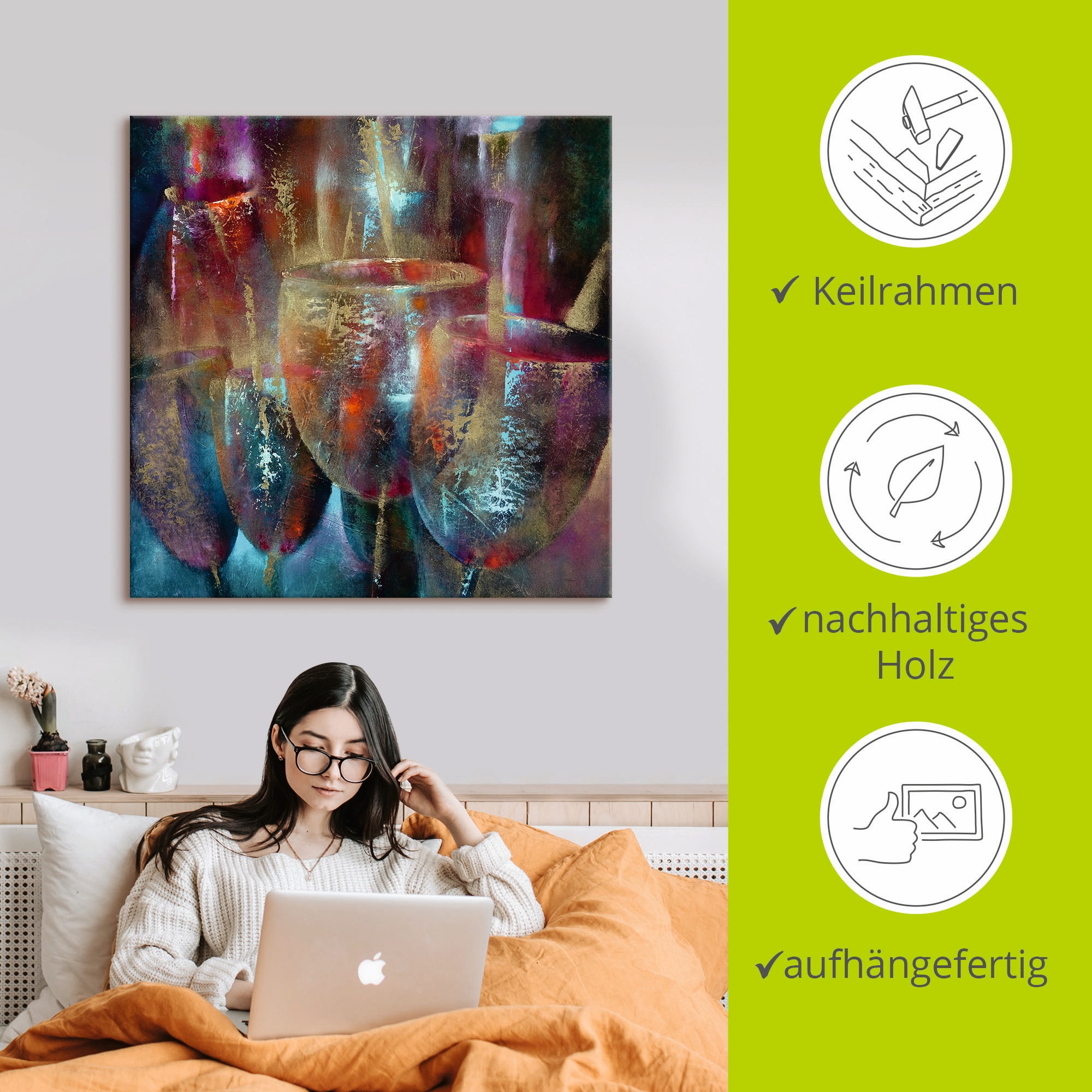 Artland Tableau sur toile »Reflektion« 1 cuis tlg. auf Holzrahmen gespannt