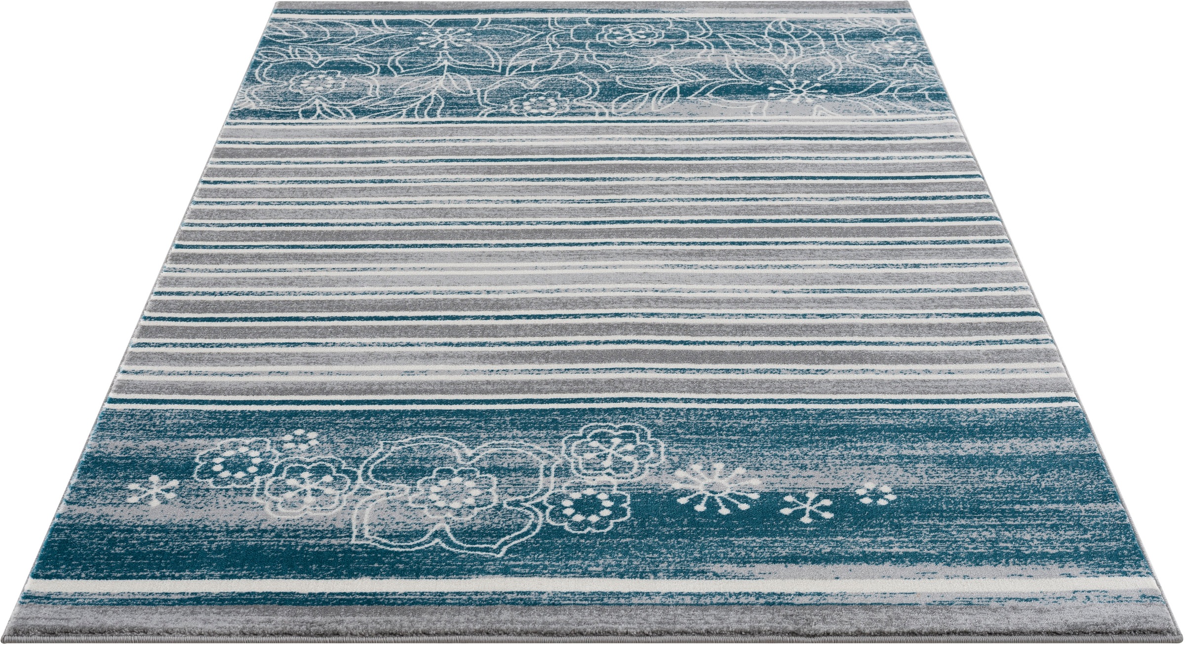 Image of my home Teppich »Laurena«, rechteckig, 24 mm Höhe, weiche Haptik, Design mit Blumen und Streifen, Wohnzimmer bei Ackermann Versand Schweiz