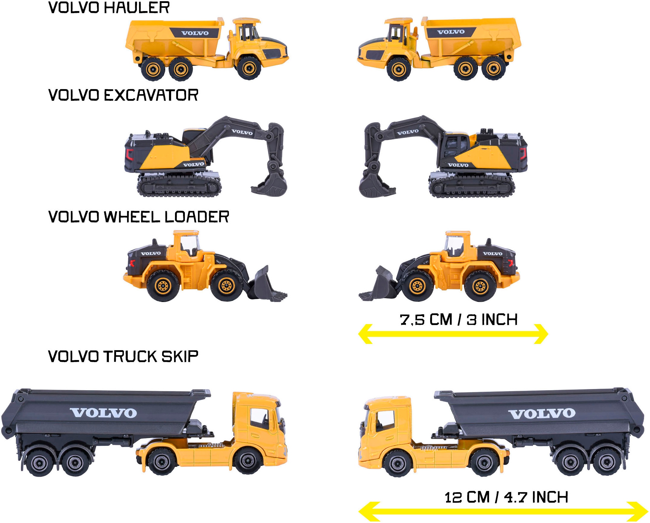 majORETTE Spielzeug-LKW »Volvo Geschenkset - Baustellenfahrzeuge 4er« exklusiv nur in diesem Set erhältlich: Kipplaster