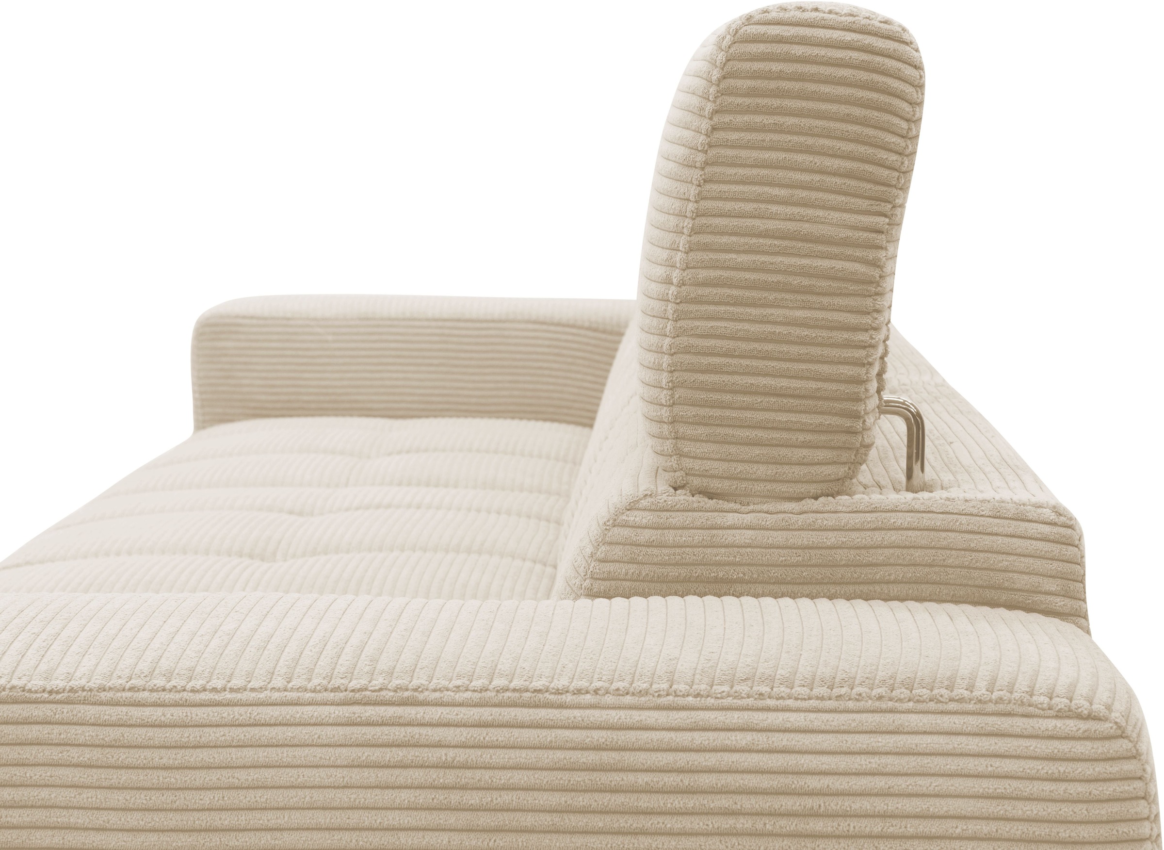 DOMO collection Ecksofa »Trento L-Form, mit Kufenfuss oder Einzelfuss«, wahlweise mit Kopfteilverstellung, Recamiere links/rechts bestellbar