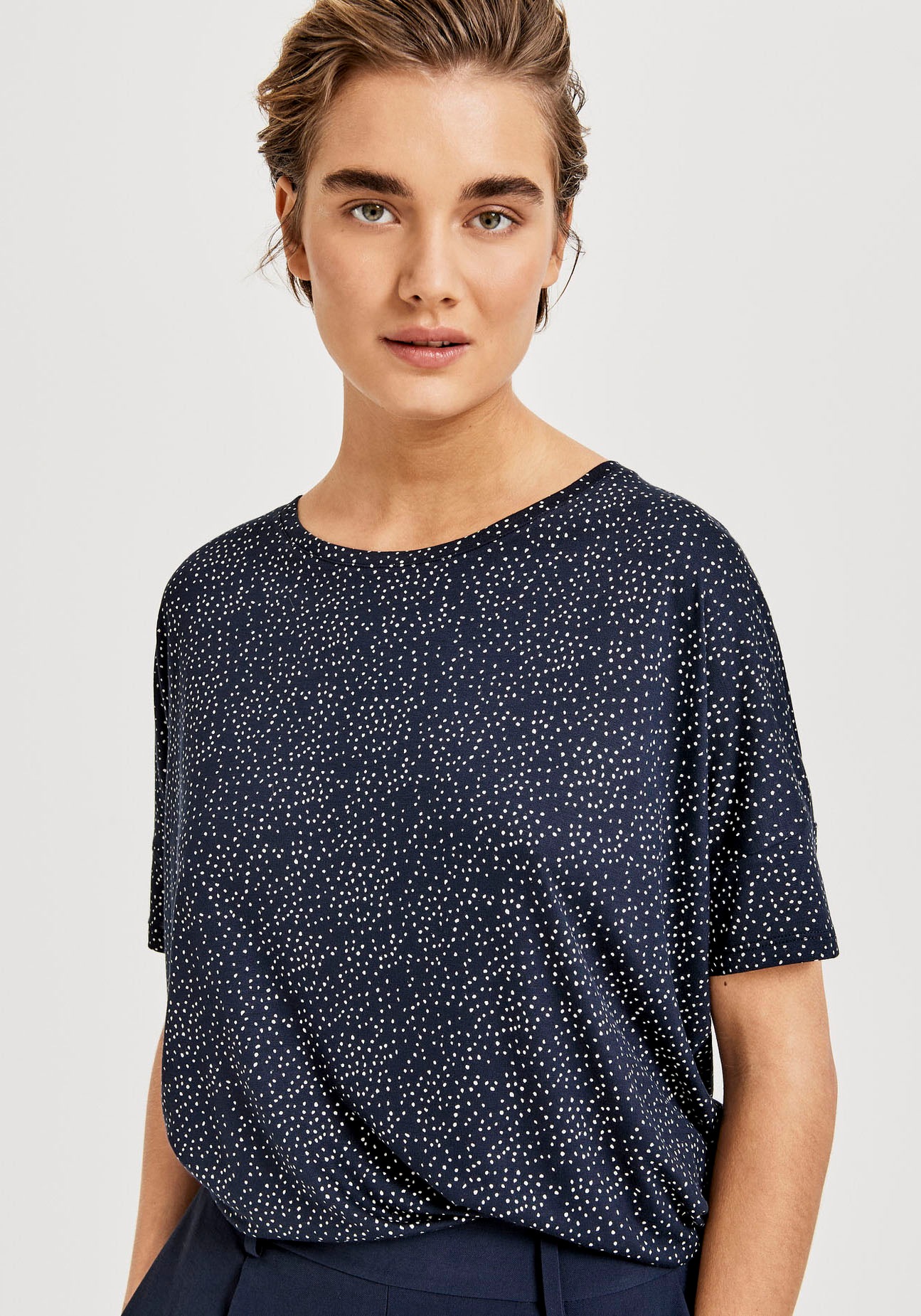 Image of OPUS Kurzarmshirt »Sulki«, mit breit abgestepptem Ärmelsaum bei Ackermann Versand Schweiz