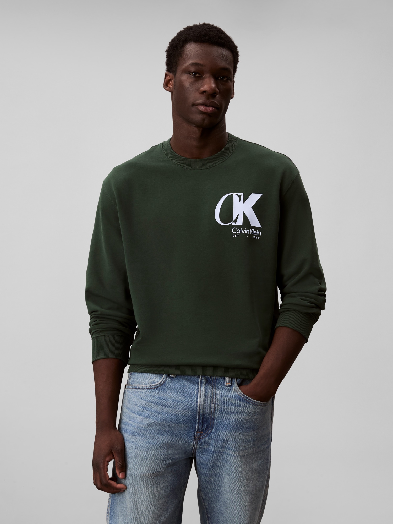 Image of Calvin Klein Sweatshirt "LS EU 350TERRY CK OVERLAP GRAPHI", Rundhalsausschnitt, regular fit