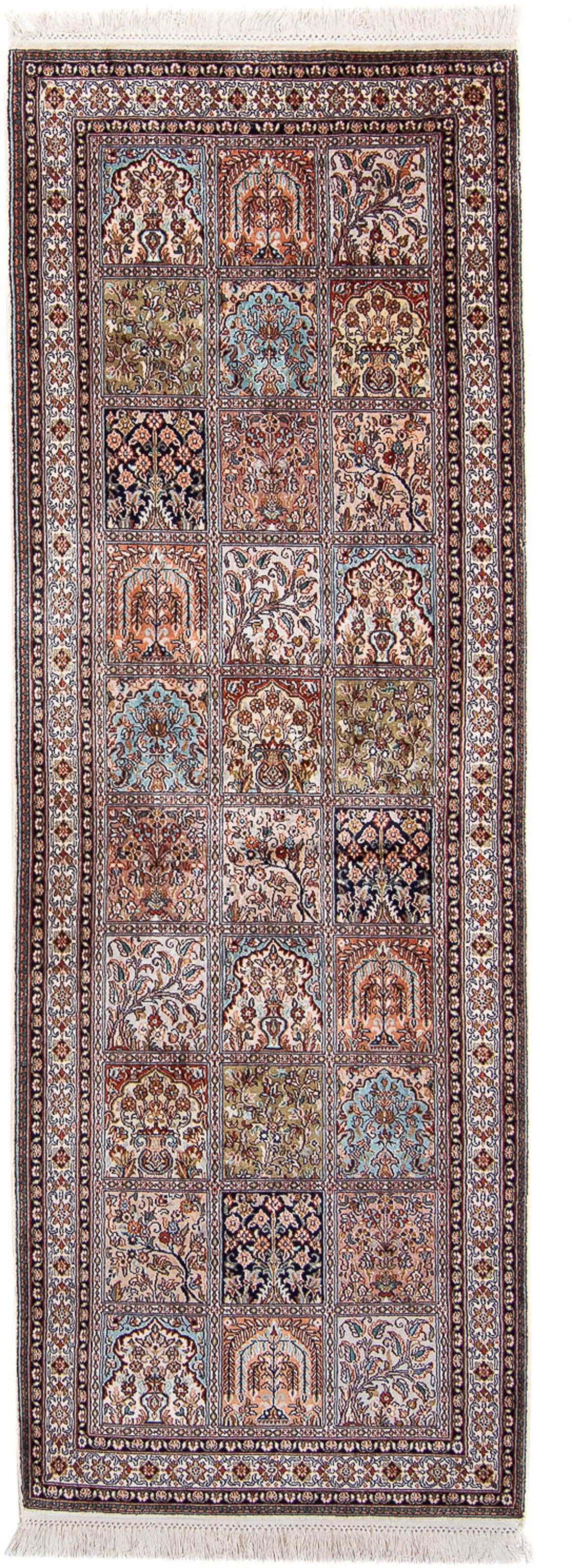 morgenland Seidenteppich »Seiden - Kaschmir Seide - 227 x 79 cm - mehrfarbig«, rechteckig, Wohnzimmer, Handgeknüpft, Einzelstück mit Zertifikat