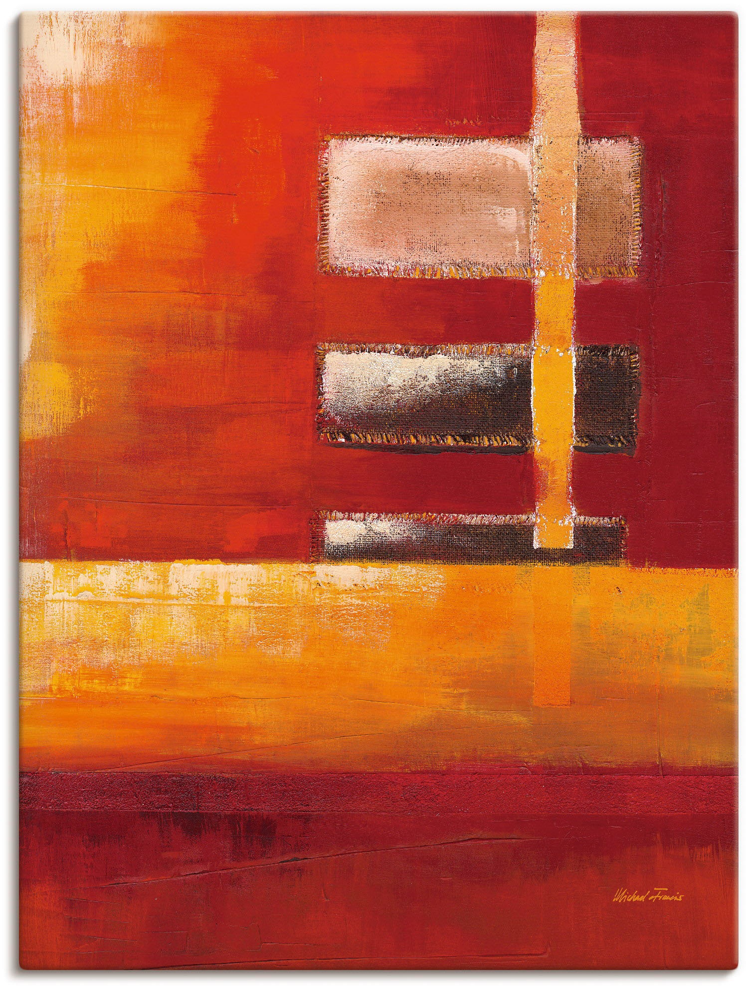 Image of Artland Leinwandbild "Felder II - Abstrakt" Muster 1 Stk. tlg. auf Holzrahmen gespannt