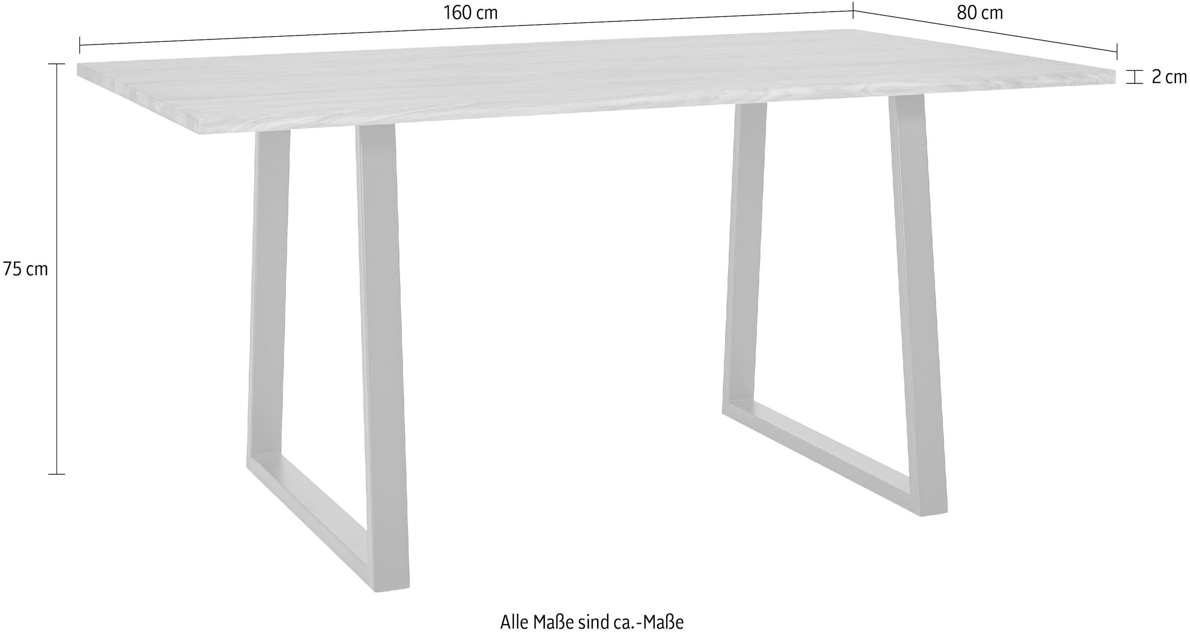 andas Esstisch, Tischplatte aus massiver Massivholz, aus Gestell Eiche, FSC®- kaufen bequem Metall