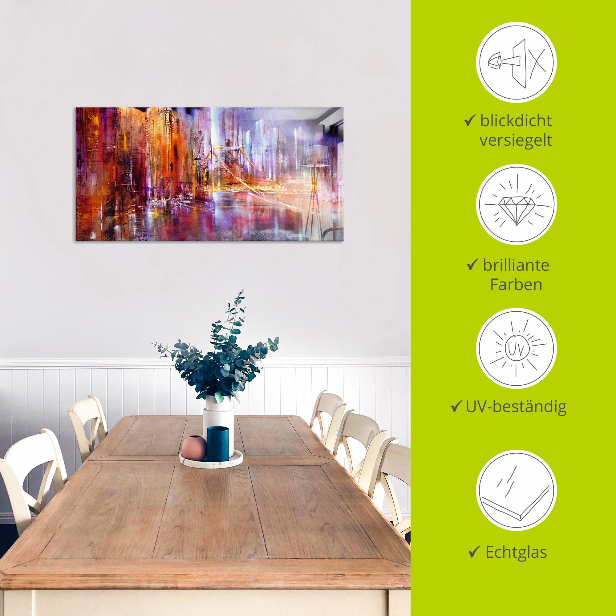 Artland Glasbild »Stadtansicht II« Brücken 1 Stk. tlg. in verschiedenen Grössen