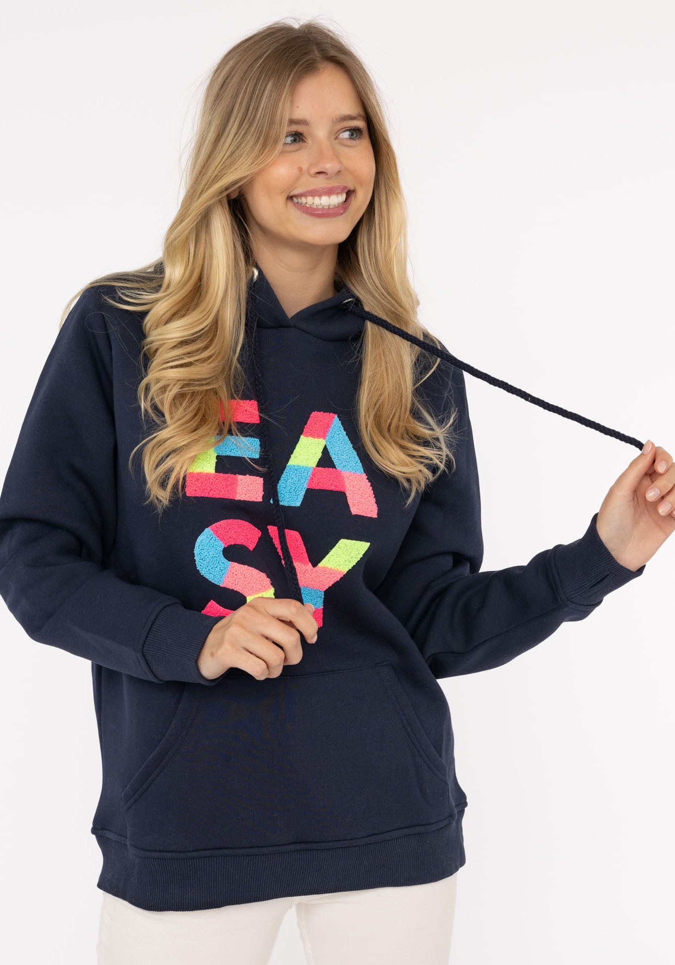 Image of Zwillingsherz Hoodie ""EASY"", mit buntem Easy Schriftzug