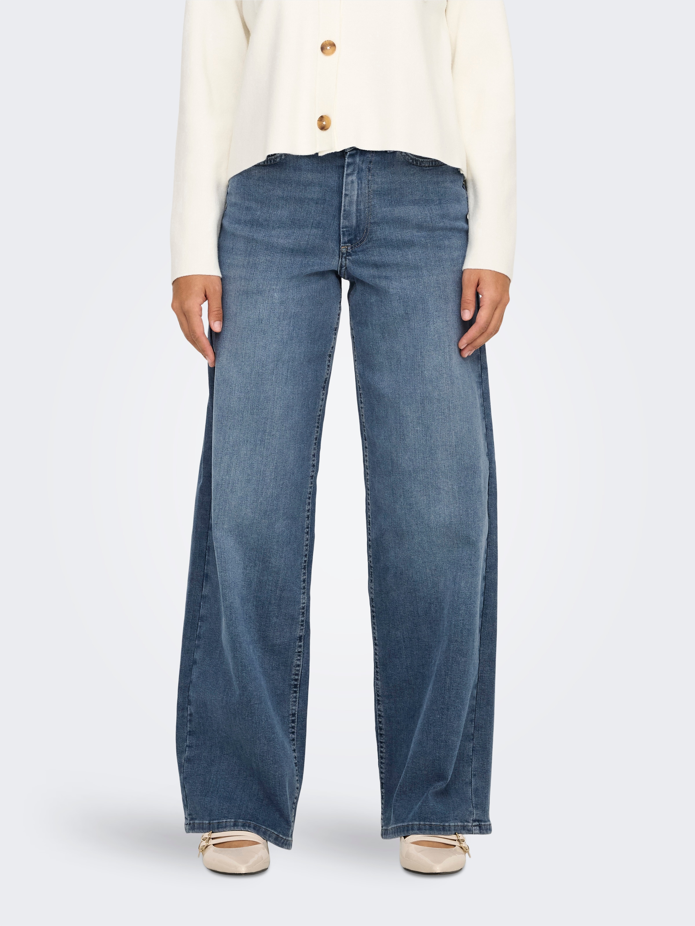 Image of ONLY High-waist-Jeans "ONLMADISON – High-Waist-Jeans mit modischen Abriebeffekten" Abriebeffekte, casual, weit, Denim