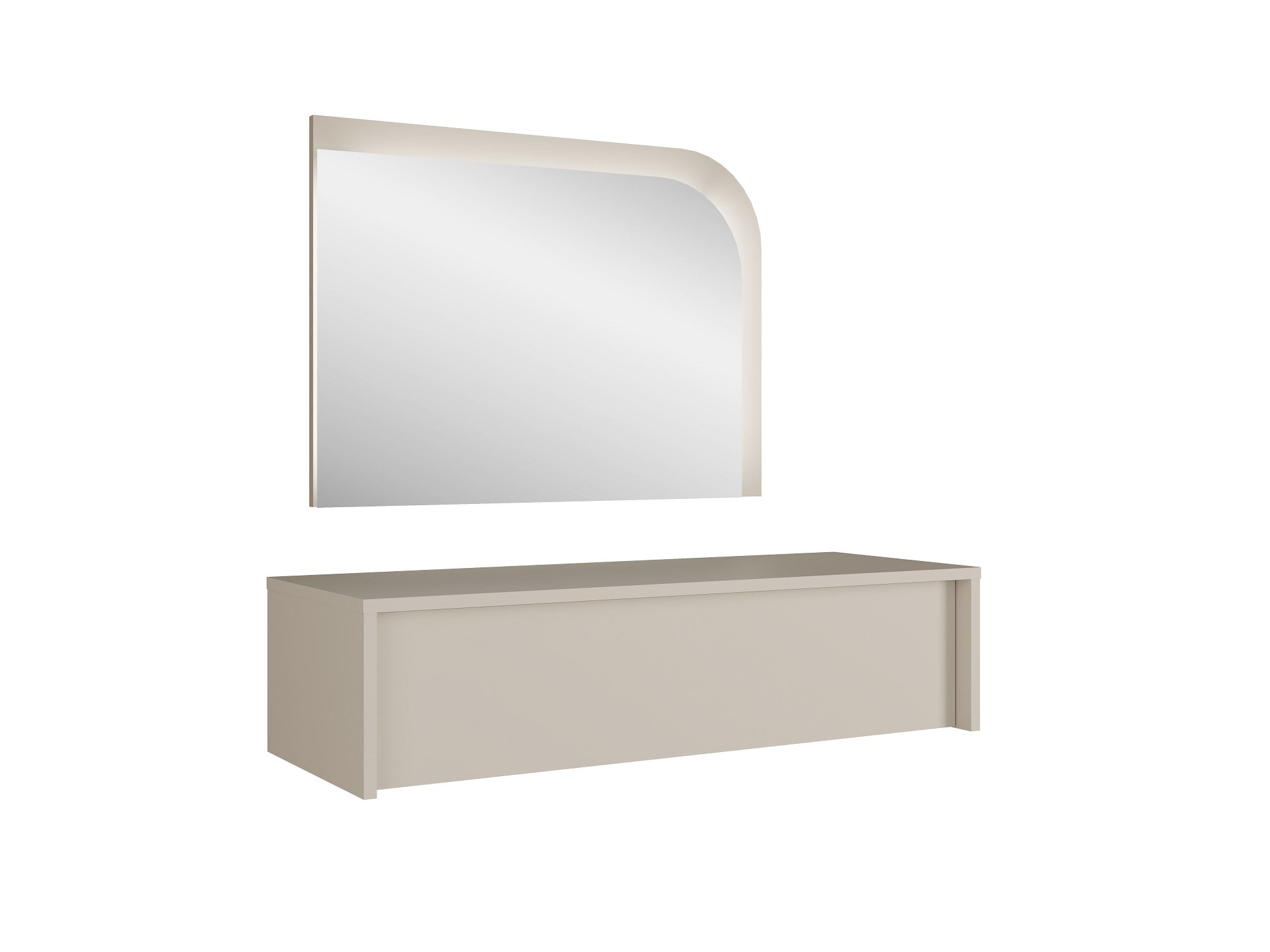 OTTO home Schminktisch "NAANCY wandhängender Frisiertisch mit Spiegel, Beleuchtung, cashmere" KOOSmetiktisch mit Schublade, LED, Soft-Close, B/T/H 93/35/23,2 cm