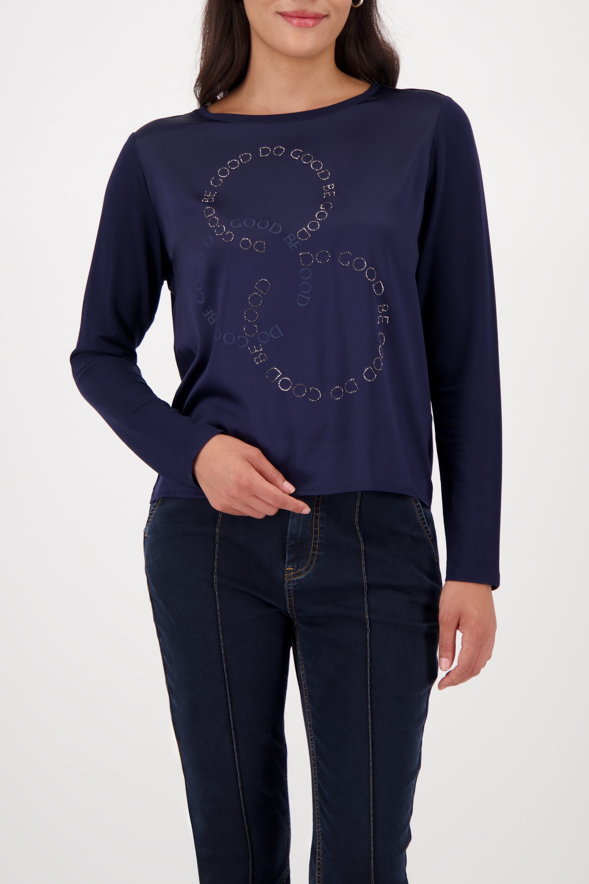 Image of Monari Schlupfbluse "Schluse Basic Schmuck" mit Folienglanzdruck