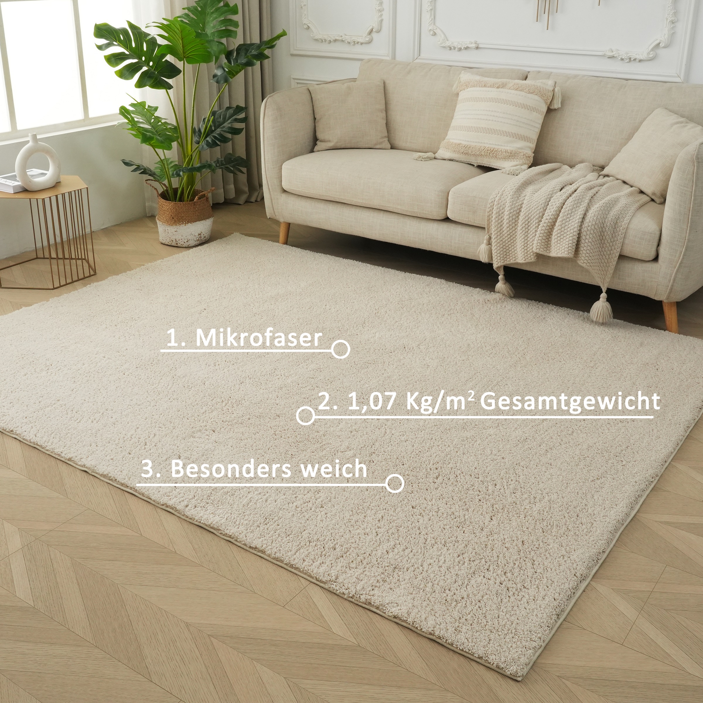 GOODproduct Tapis »Cali Shaggy« Rectangulaire 22 mm Höhe Couleurs unies, douillet & doux, lavable, salon, chambre