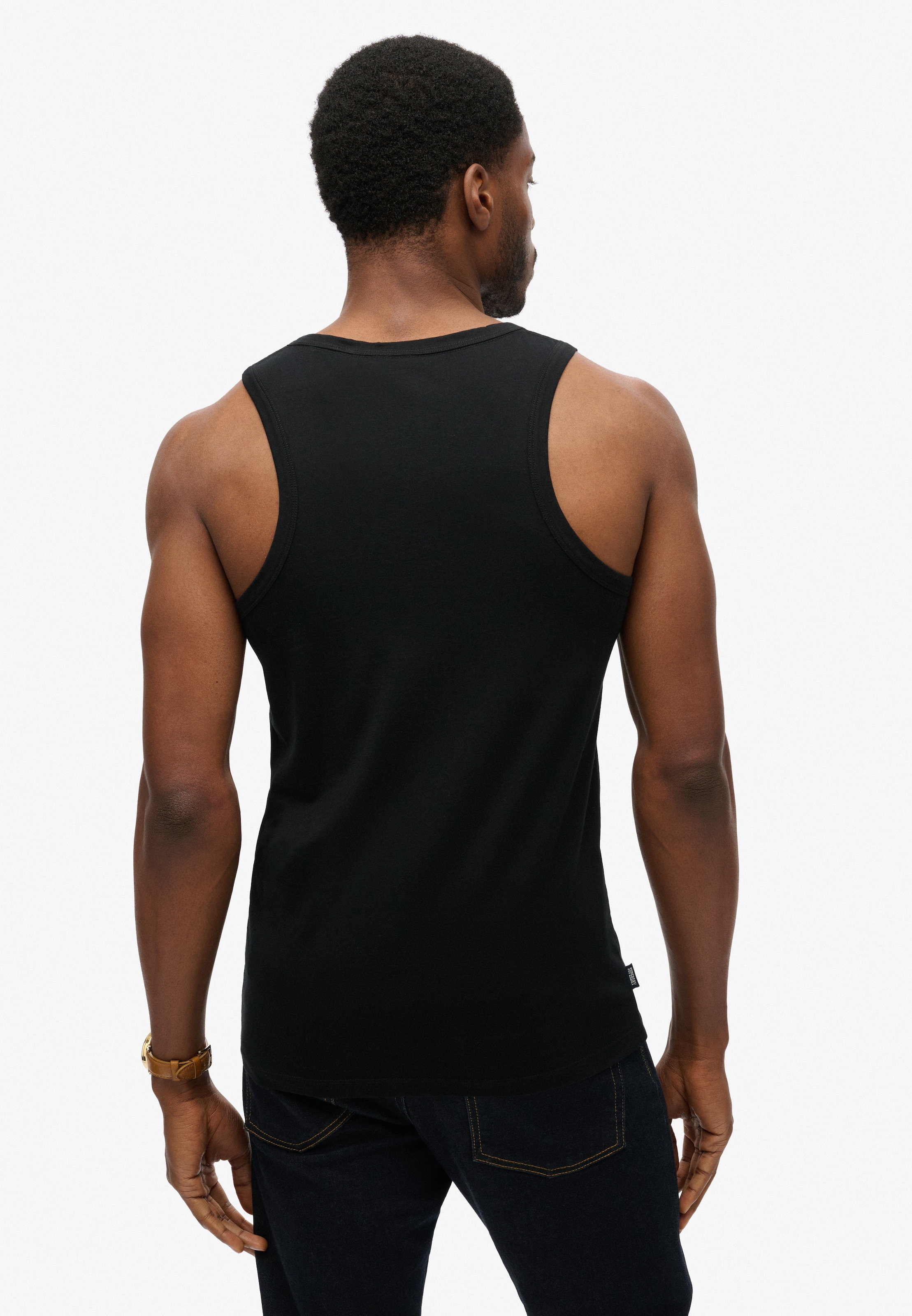 Superdry Débardeur »ESSENTIAL LOGO VEST UB« avec étiquette de marque, en coton et jersey simple, coupe slim, sans manches