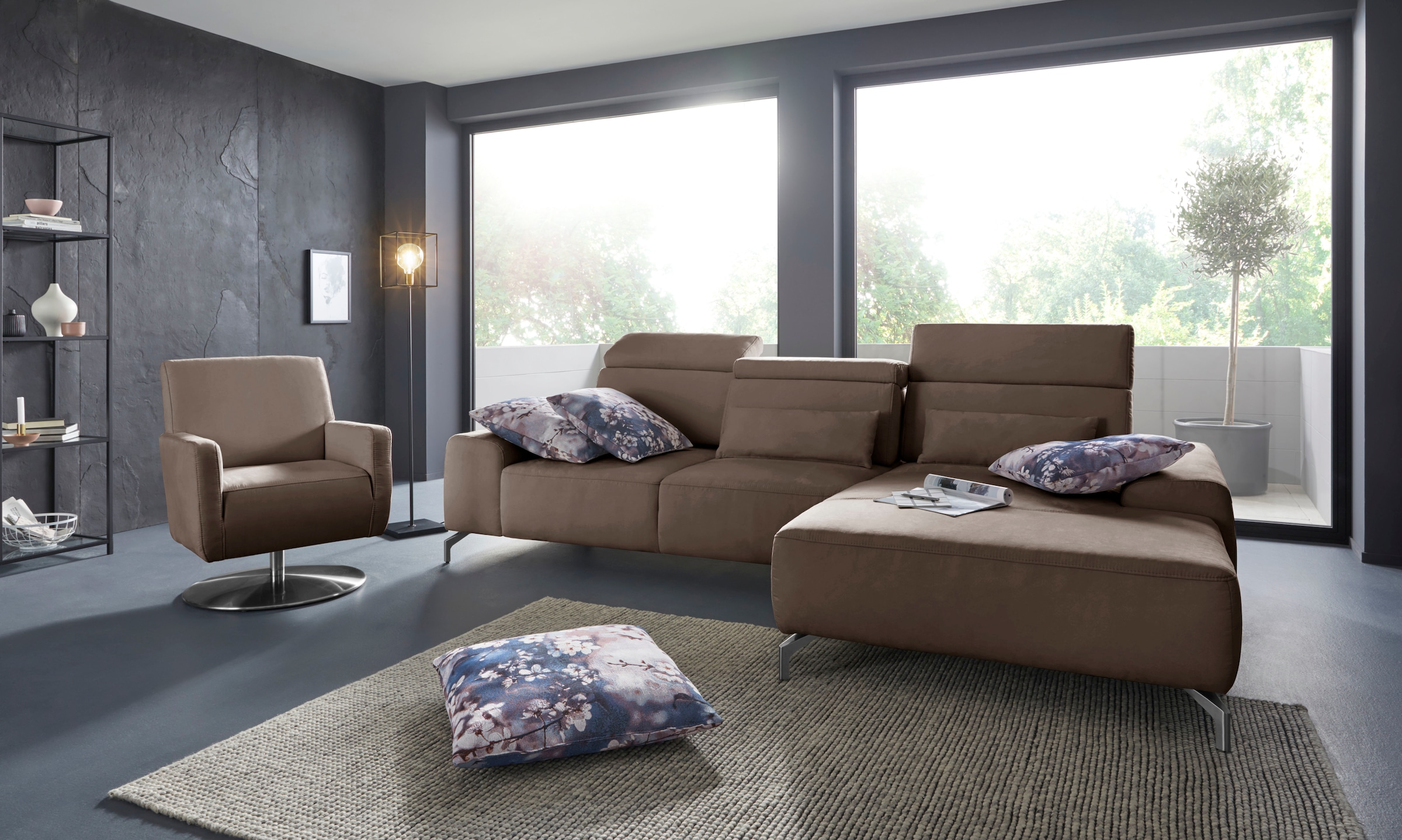 Image of sit&more Ecksofa "Gizeh L-Form" Fusshöhe 15 cm, inklusive Sitztiefenverstellung und Kopfteilverstellung