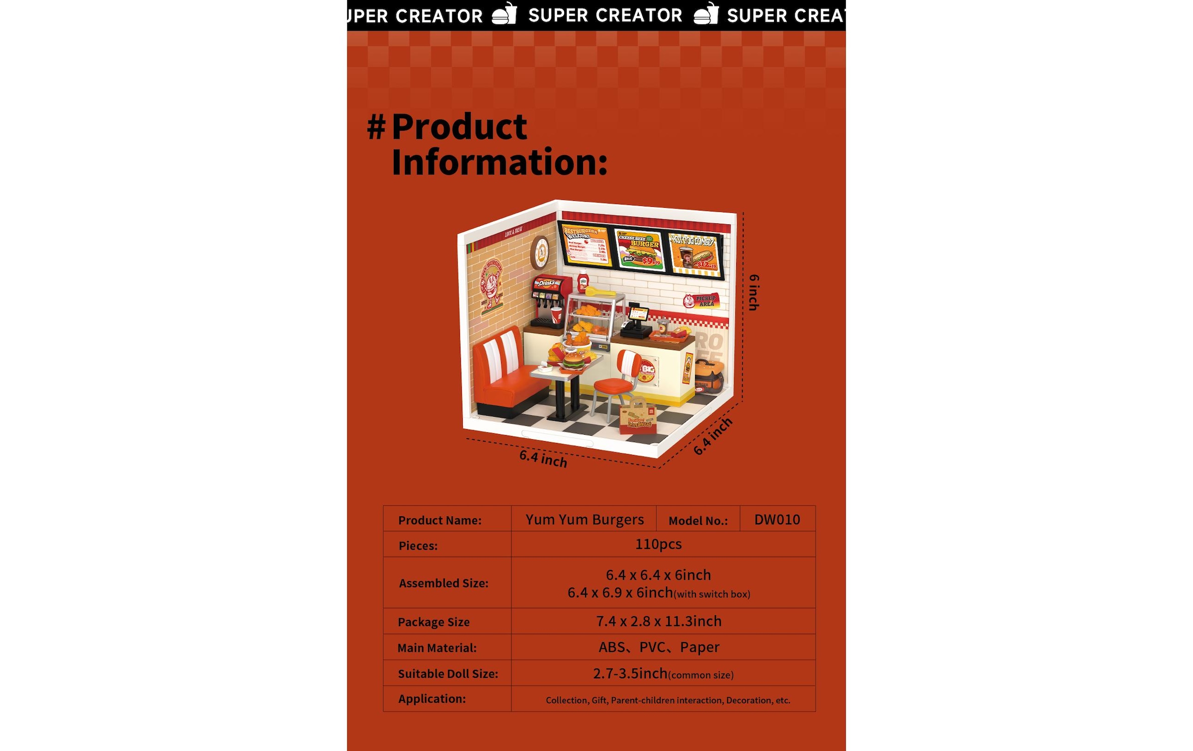   Kit de modèles réduits »RoboTime Yum Yum Burgers«