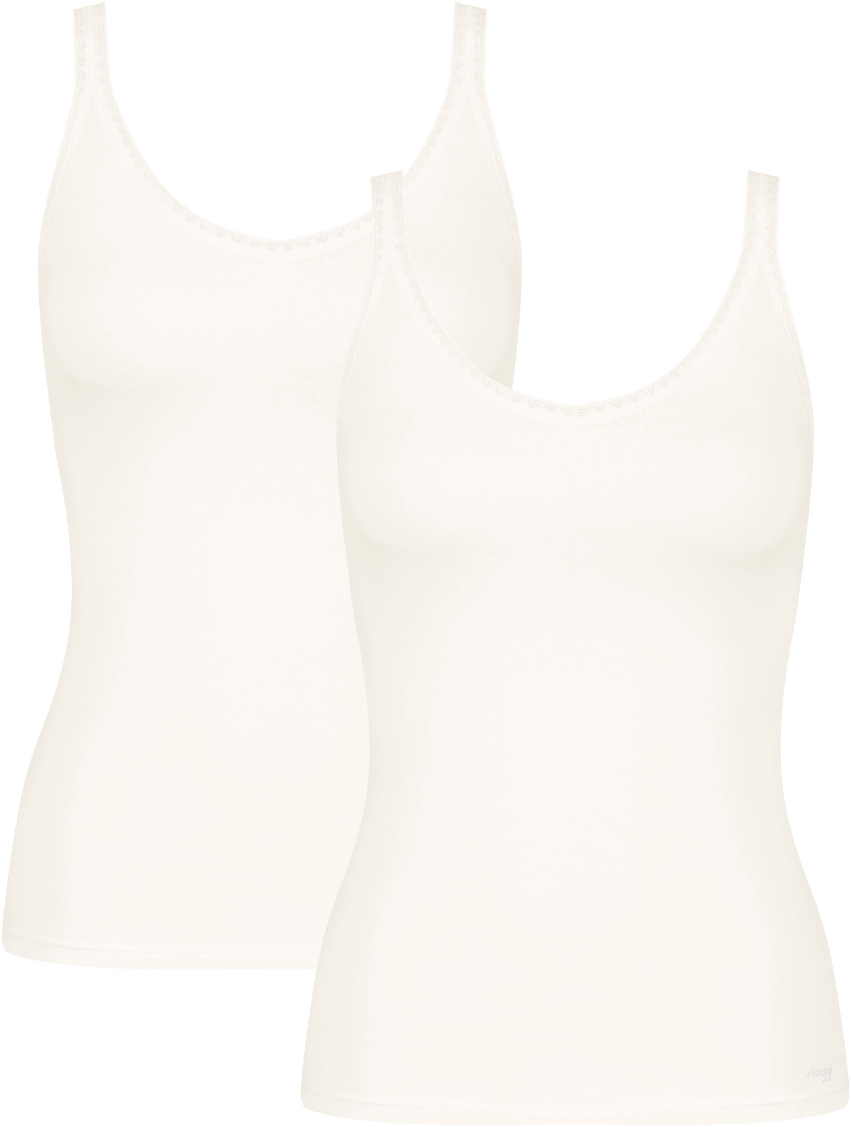 Image of sloggi Unterhemd "GO" 2er Pack, zarte Spitze, Baumwollmischung, V-Ausschnitt