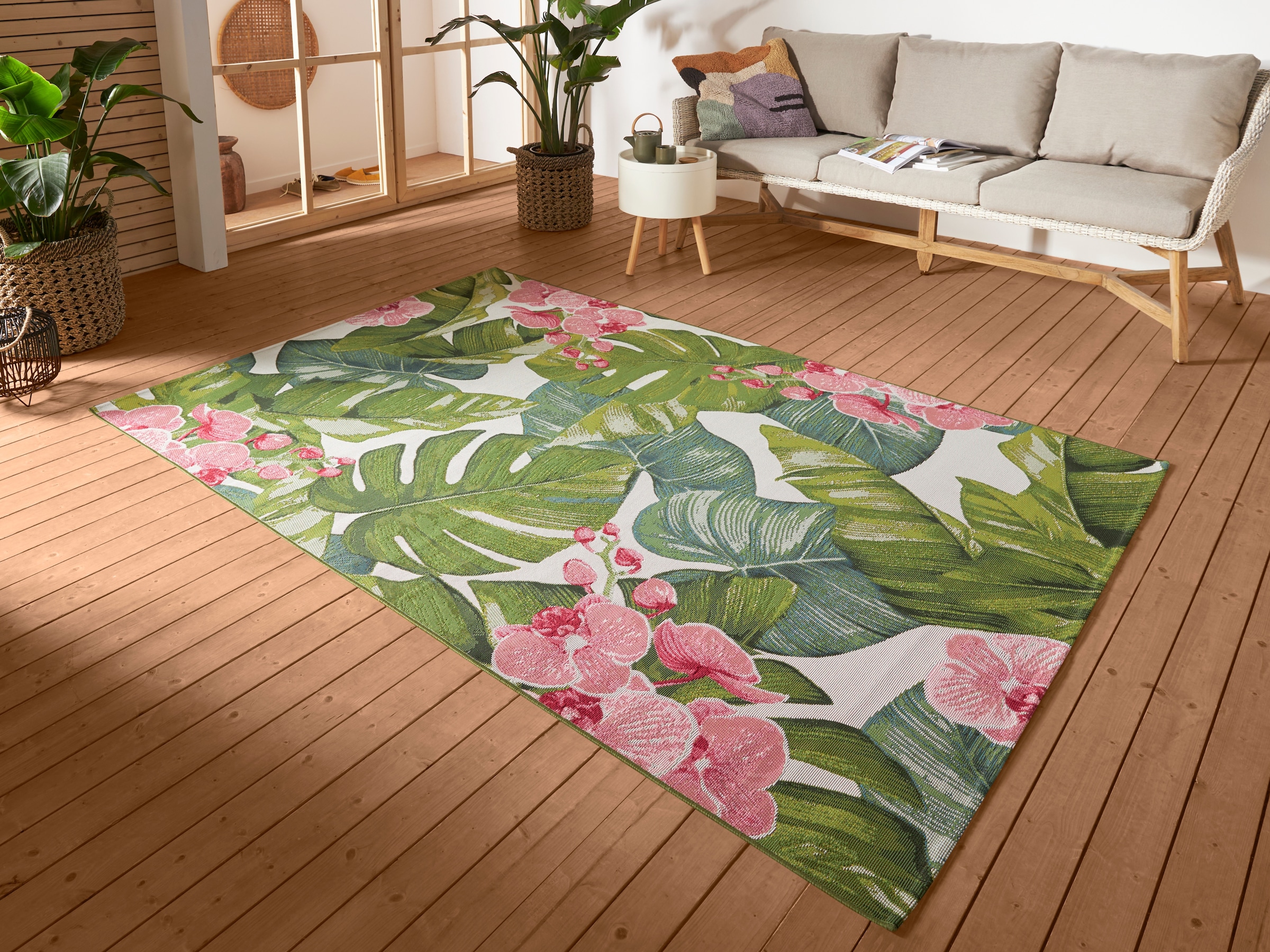 Image of HANSE Home Outdoorteppich "Tropical" rechteckig 3 mm Höhe In-& Outdoor, Teppich, Wetterfest, Balkon, Garten, Wohnzimmer, Floral