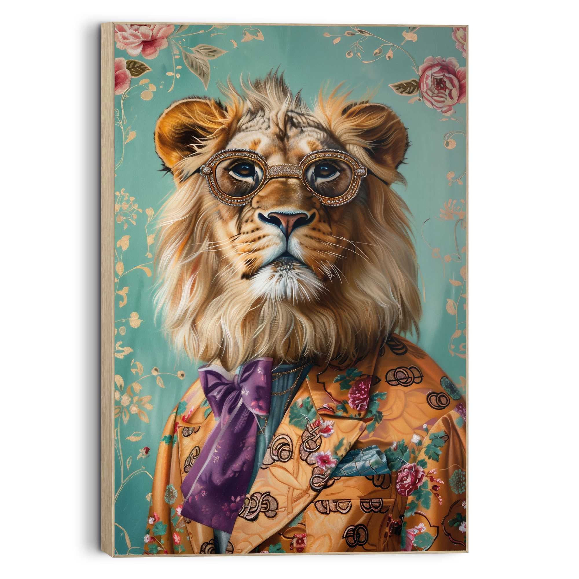 Image of Reinders Wandbild "Dandy Lion Portrait" Wohnzimmer - Kostüm - Mehrfarbig - MDF - Tiere - 90x60 cm