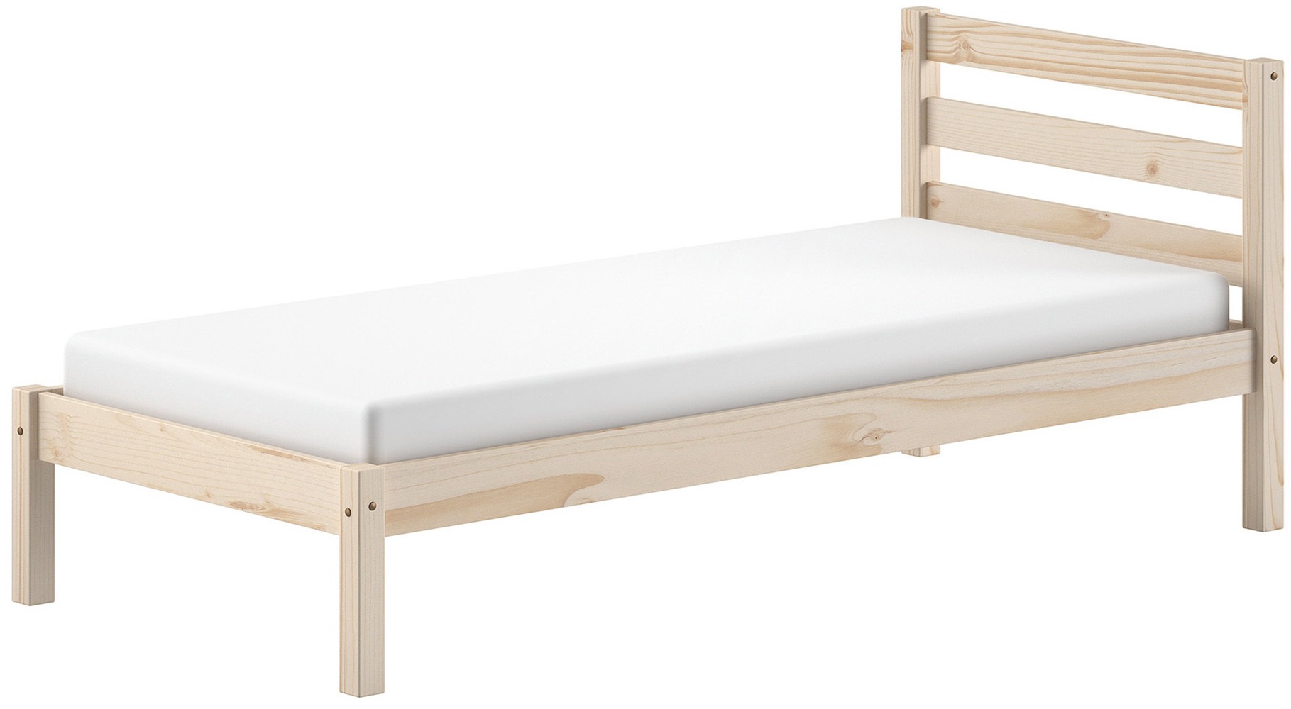 Vipack Massivholzbett »Pino, universell einsetzbar, gradliniges Design, Made in Europe« B: 211 x H: 84,4 x T: 97,5 cm, Liegefläche 90/200 cm, stabil gebaut,  inkl. Rolllattenrost, Kiefer massiv, in Natur oder Weiss lackiert