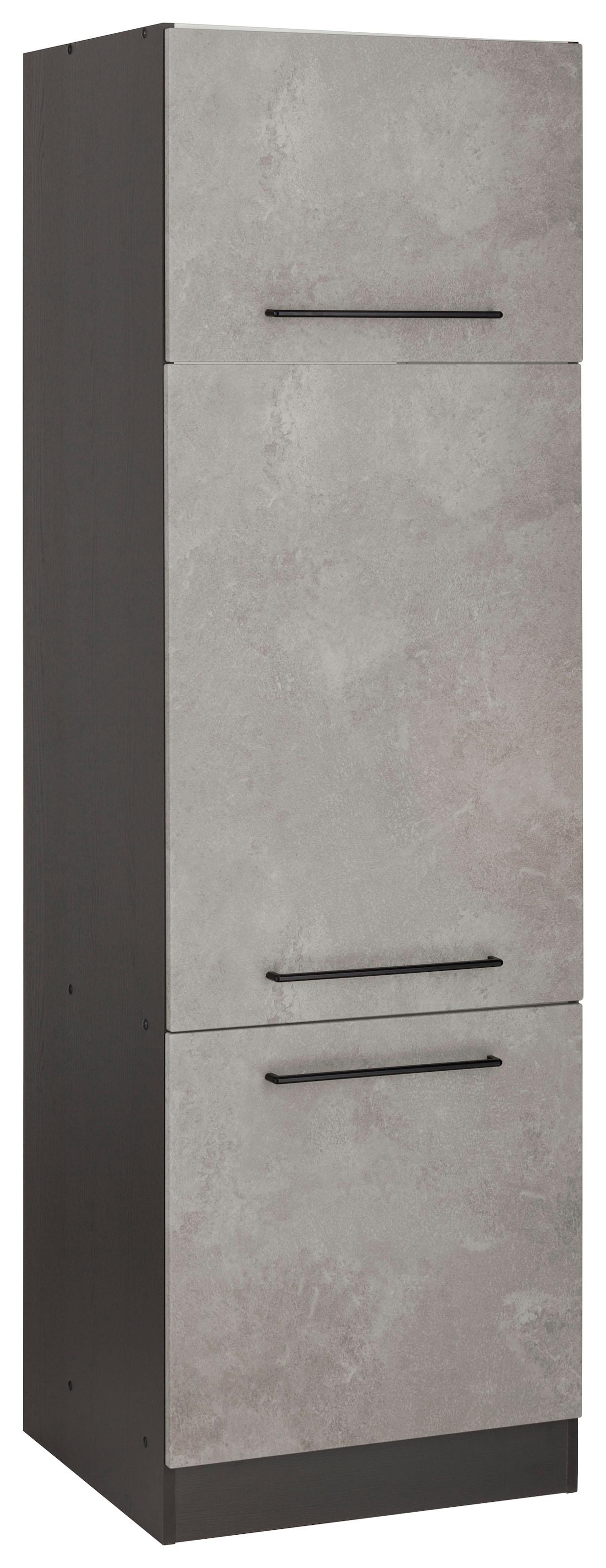 Kühlumbauschrank »Tulsa«, 60 cm breit, 200 cm hoch, 3 Türen, schwarzer Metallgriff