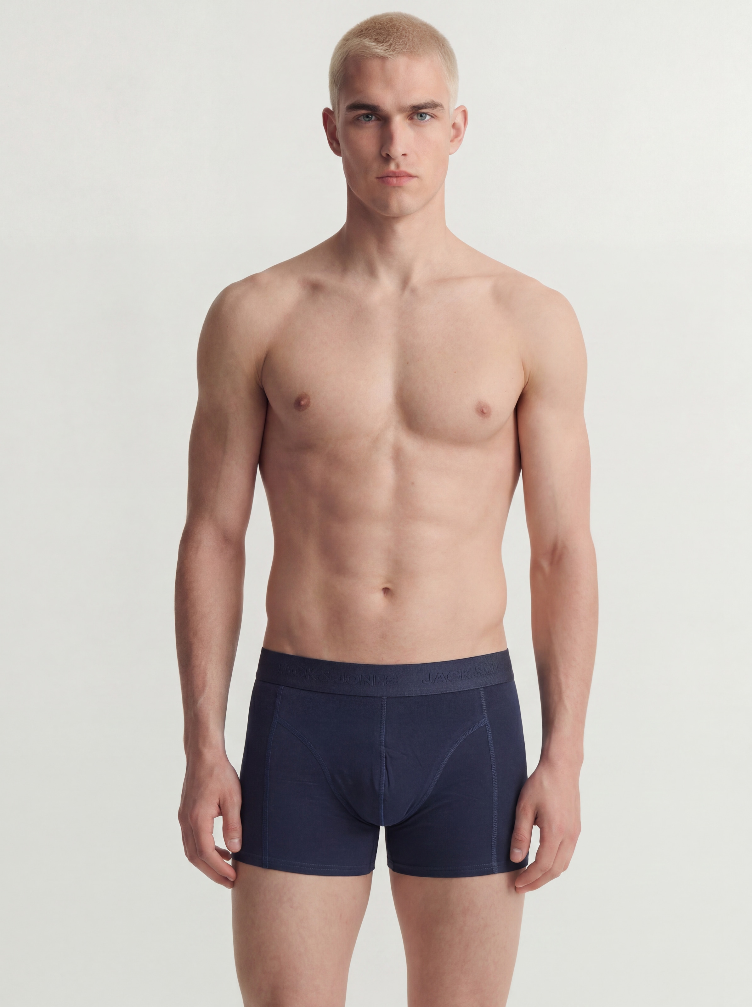 Jack & Jones Tronc »JACCONOR SOLID TRUNKS 3 PACK NOOS« Paquet, 3 cuis mélange de coton, ceinture élastique