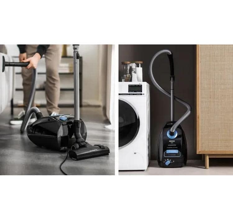 SIEMENS Bodenstaubsauger »Q 5.0 extreme silencePower VSQ5X1230, Made in Germany, Hygiene-Filter« 850 W mit Beutel hohe Saugkraft, integriertes Zubehör, langes Kabel, leise, schwarz