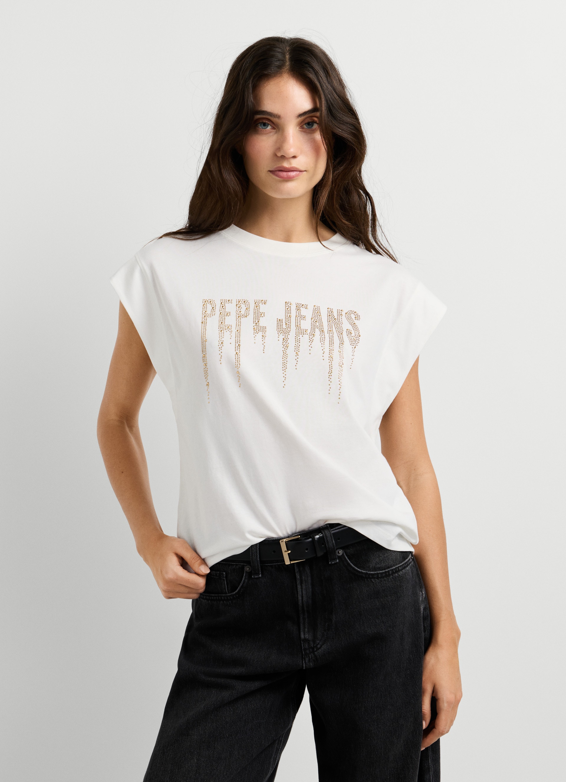 Pepe Jeans Kurzarmshirt »CARINA« mit Nietenbesatz, Rundhals